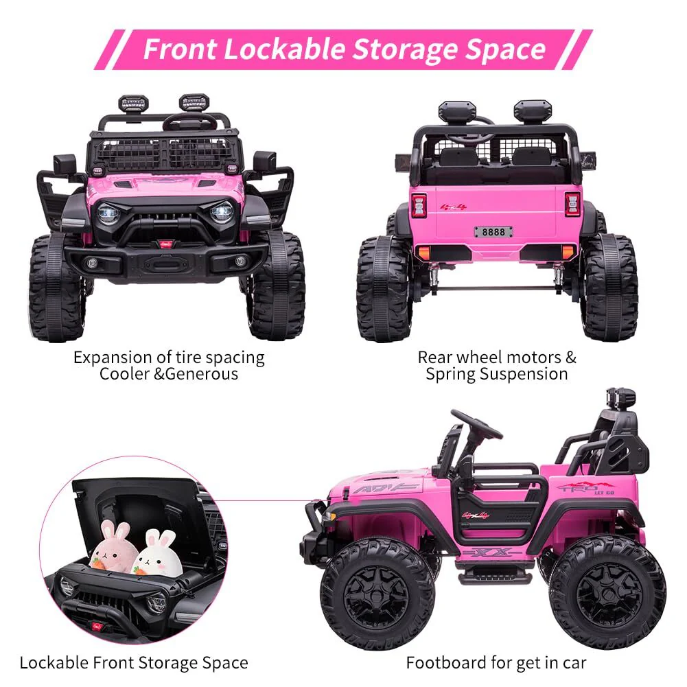Kids 2-Seater 24V Battery-Powered Electric Ride-On Truck with Remote Control - Image 12