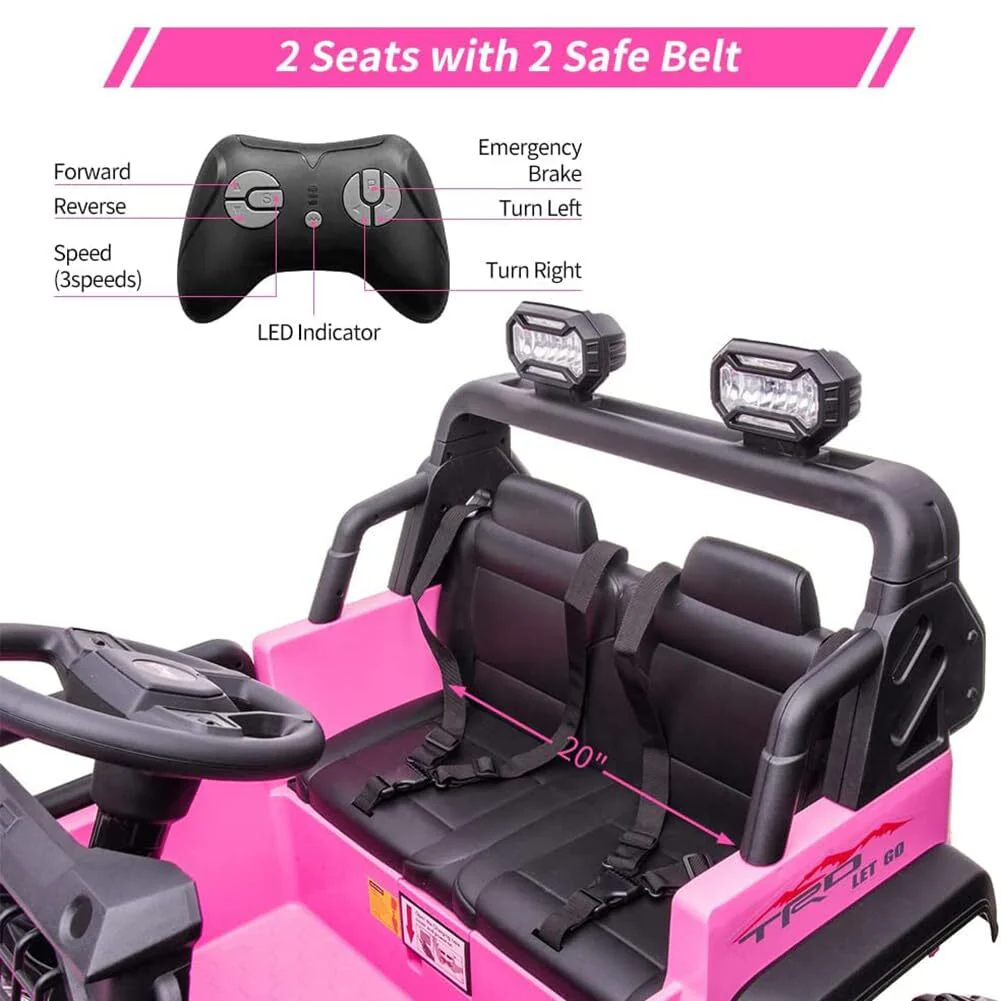 2-Seat Kids 24V Battery-Powered Electric Ride-On Truck with Remote Control Toy Car - Image 3