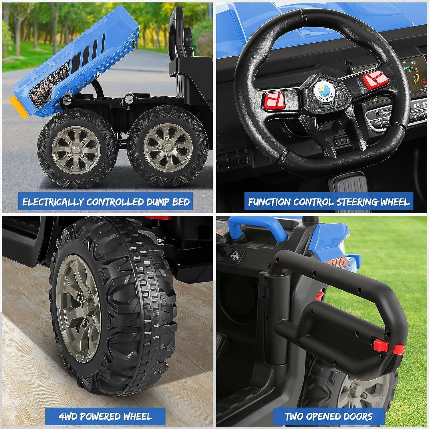 2-Seater 24V Battery-Powered 4WD Dump Truck for Kids with Remote Control - Image 17