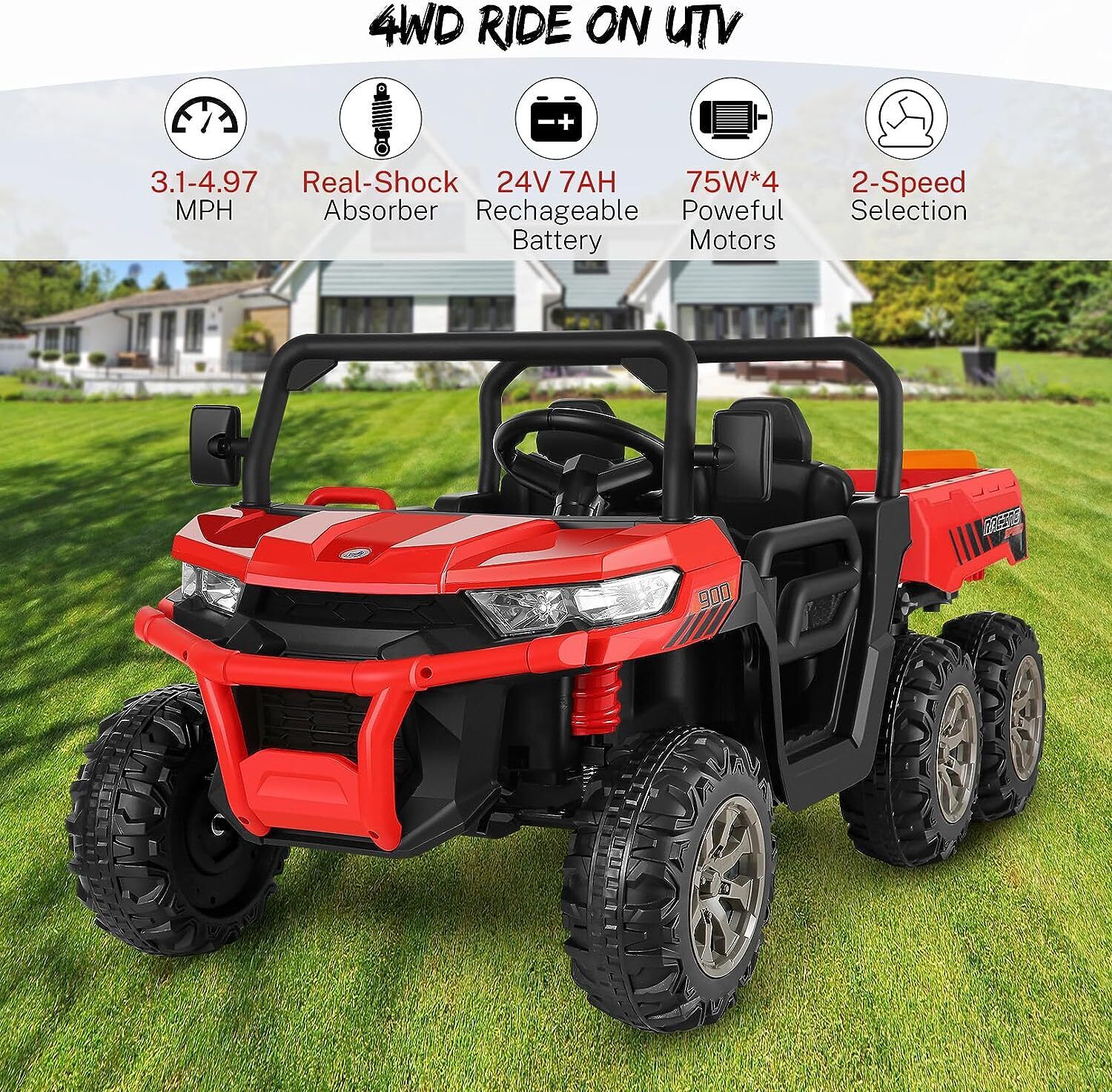 2 Seater 24V Dump Truck Ride On Car with Electric Dump Bed & Shovel - Remote Controlled - Image 28