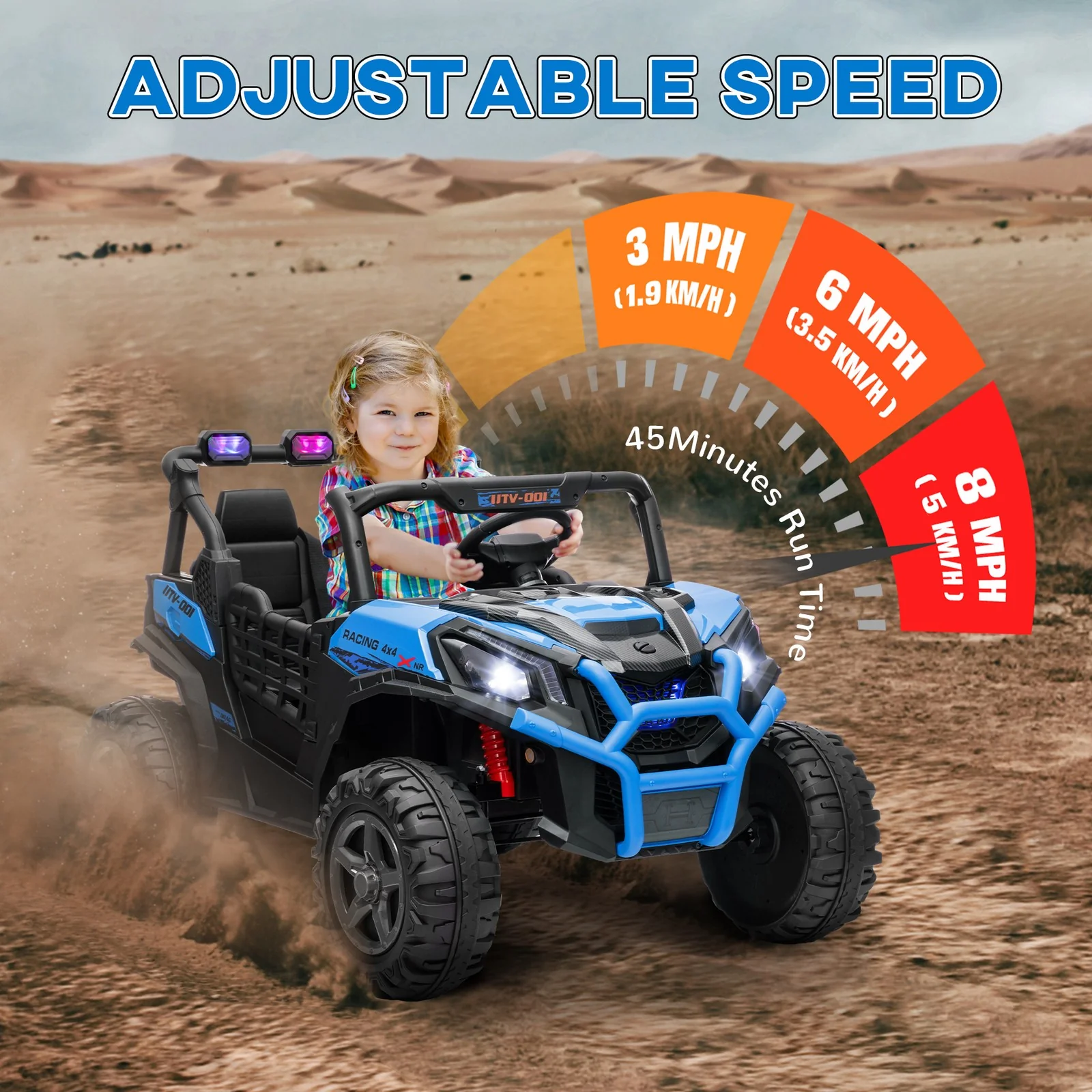 2-Seater 24V Electric Kids Car with Remote Control Blue - Image 8