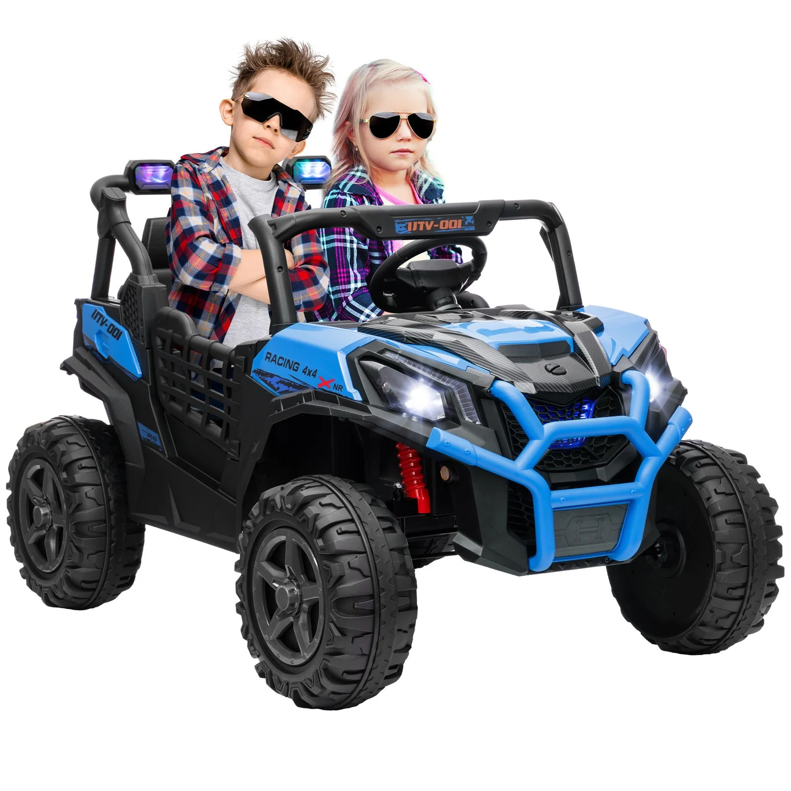 2-Seater 24V Electric Kids Car with Remote Control Blue - Image 12