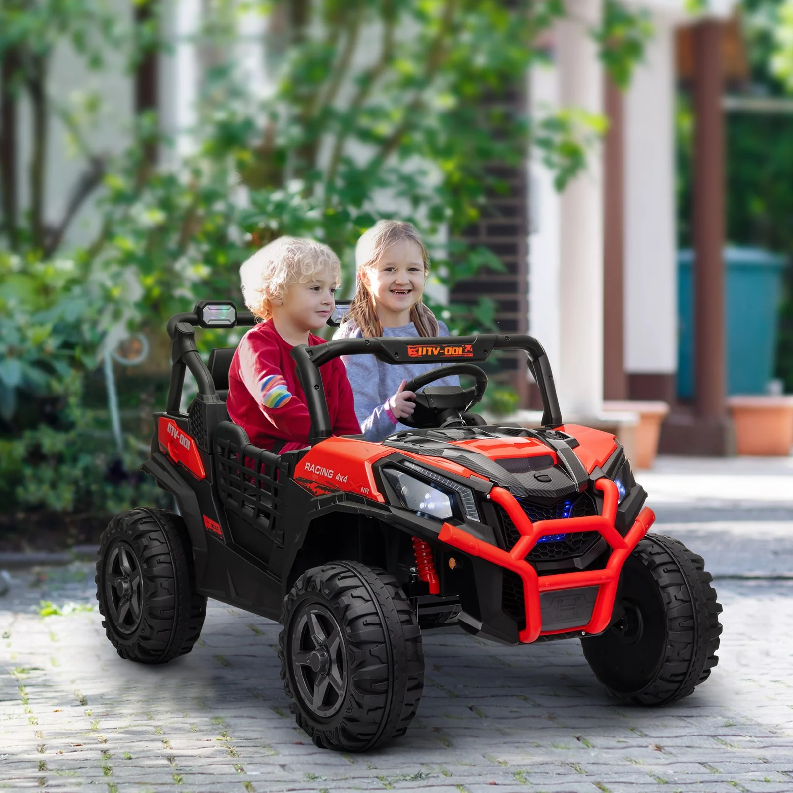2-Seater 24V Electric Kids Car with Remote Control in Red - Image 9