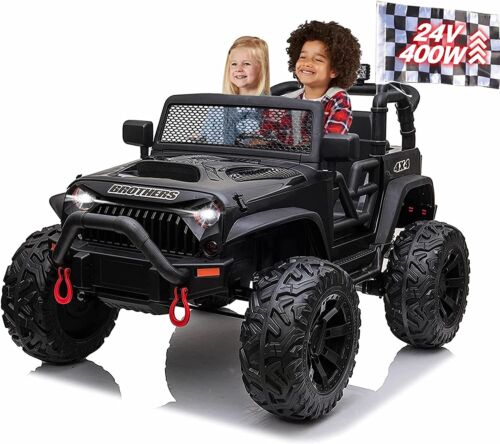 2-Seater 24V Electric Ride-On Jeep with RC, MP3, and LED Lights - 400W Power for Kids - Image 2