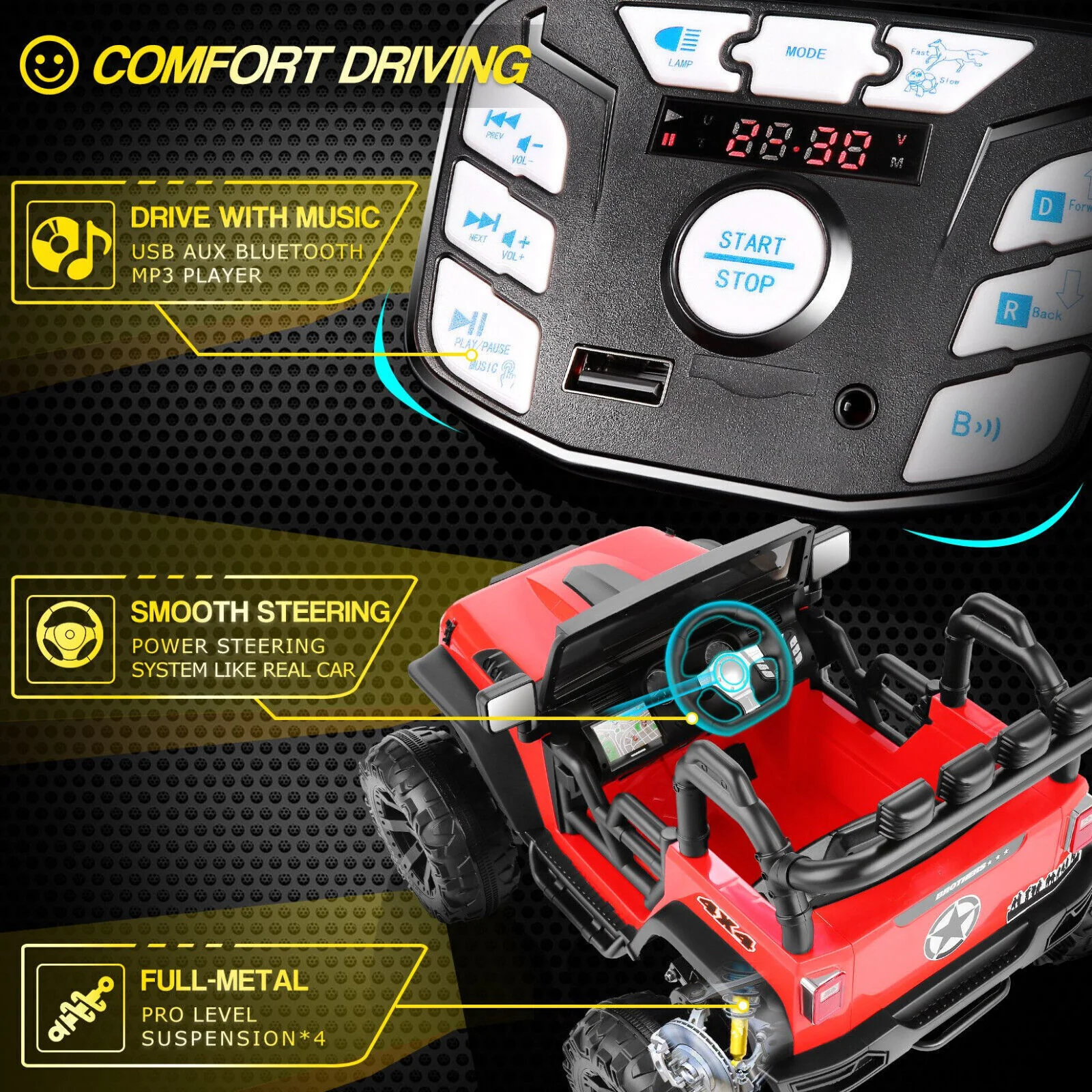 2-Seater 24V Electric Ride-On Truck for Kids with Bluetooth and 200W Motors - Image 16