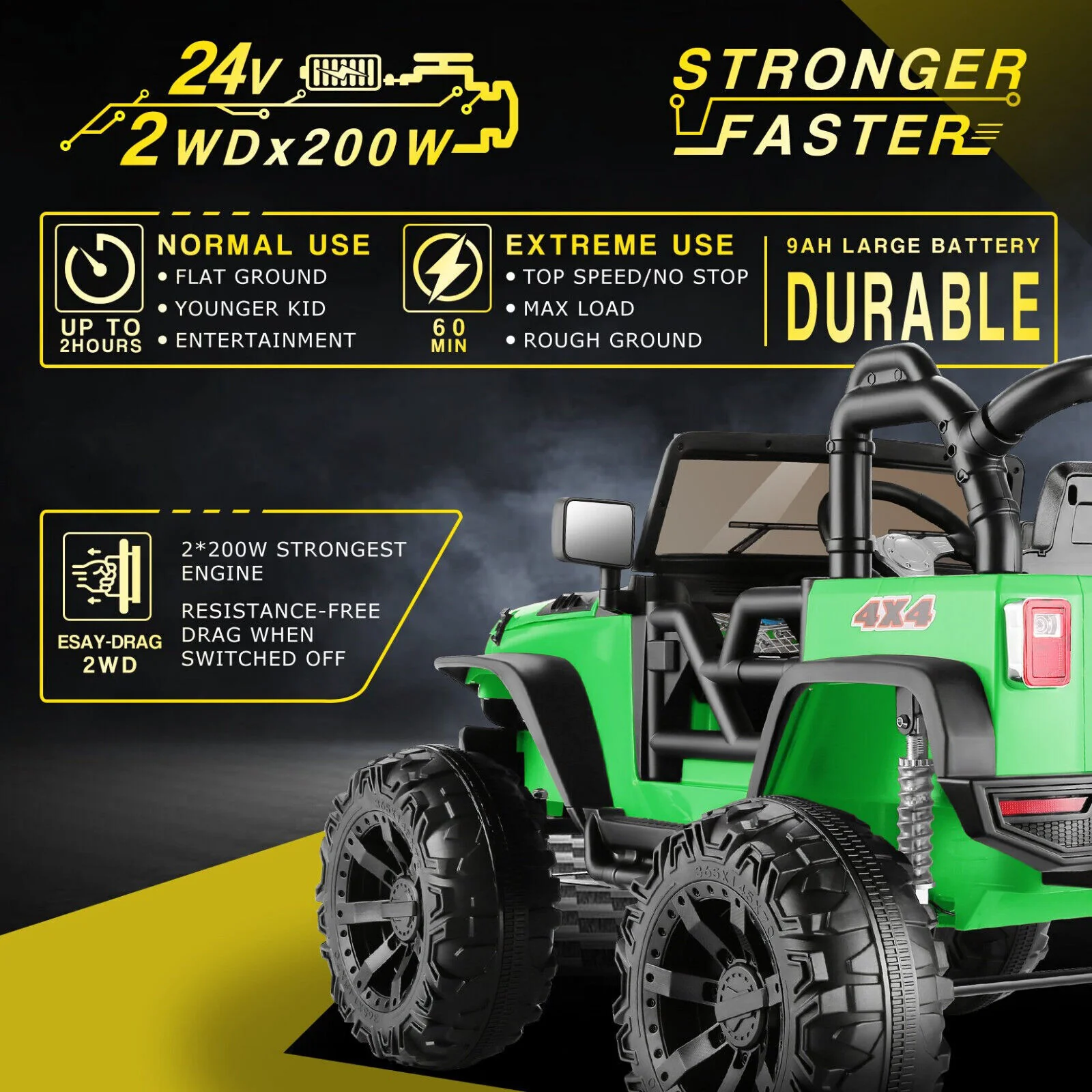 2-Seater 24V Electric Ride-On Truck for Kids with Bluetooth and Remote Control - 400W - Image 42