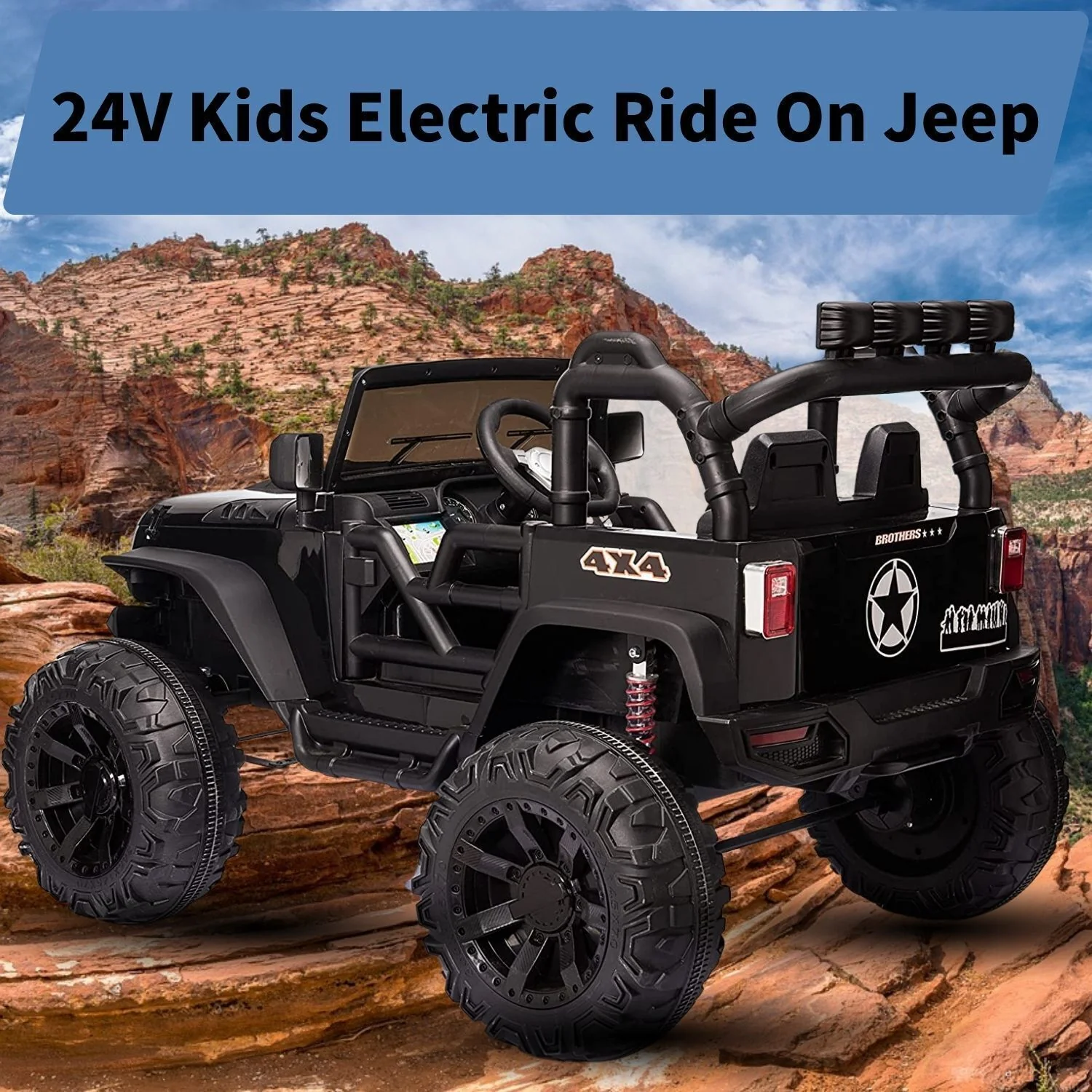 2-Seater 24V Electric Ride-On Truck with LED Lights, MP3 Player, and 3 Speed RC Control - Image 5