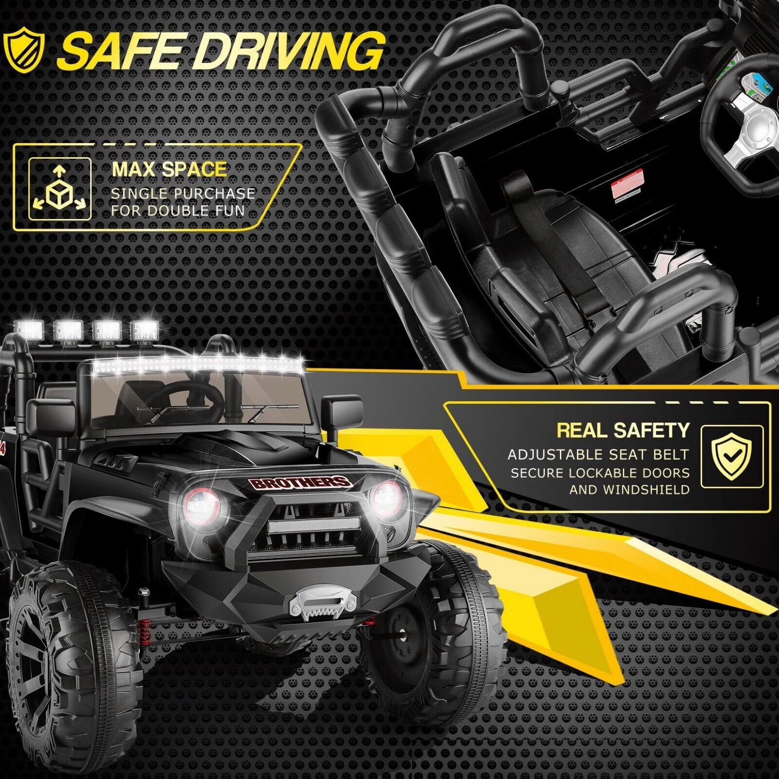 2-Seater 24V Electric Ride-On Truck with MP3, LED Lights, and Remote Control - 2X200W Power - Image 11