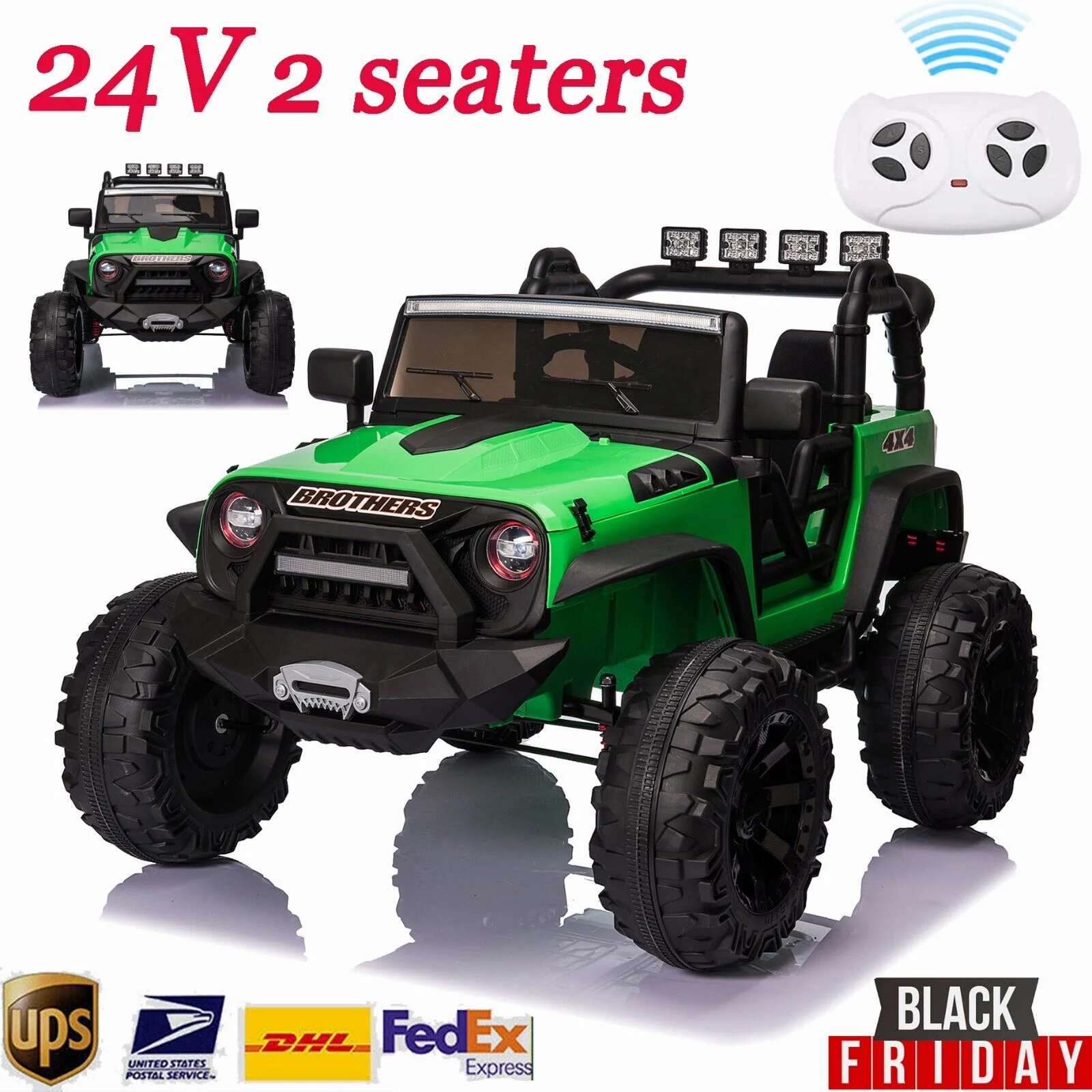 2 Seater 24V Kids Electric Car with Parental Remote Control - 2X200W Ride On Truck - Image 9