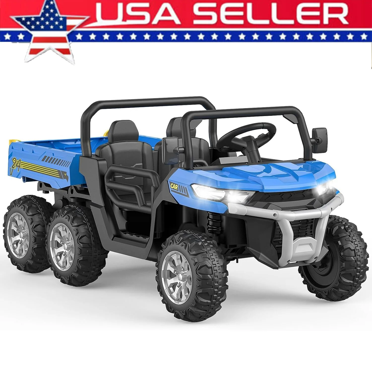 2-Seater 24V Kids Electric Ride-On Dump Truck 4WD 6-Wheel Vehicle with Remote Control - Image 9