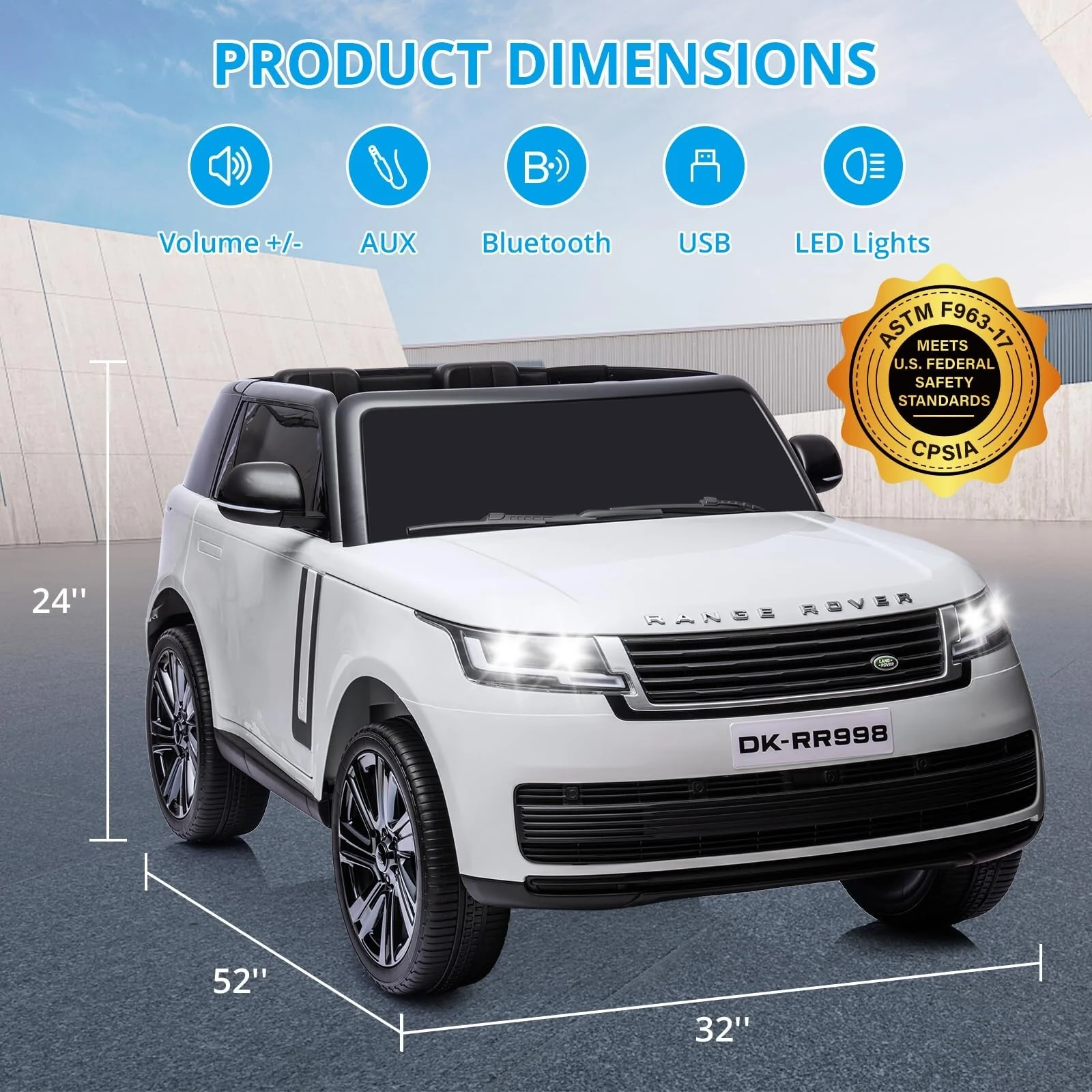 2-Seater 24V Battery-Powered Kids Electric Land Rover Ride-On Truck with Remote - Image 15