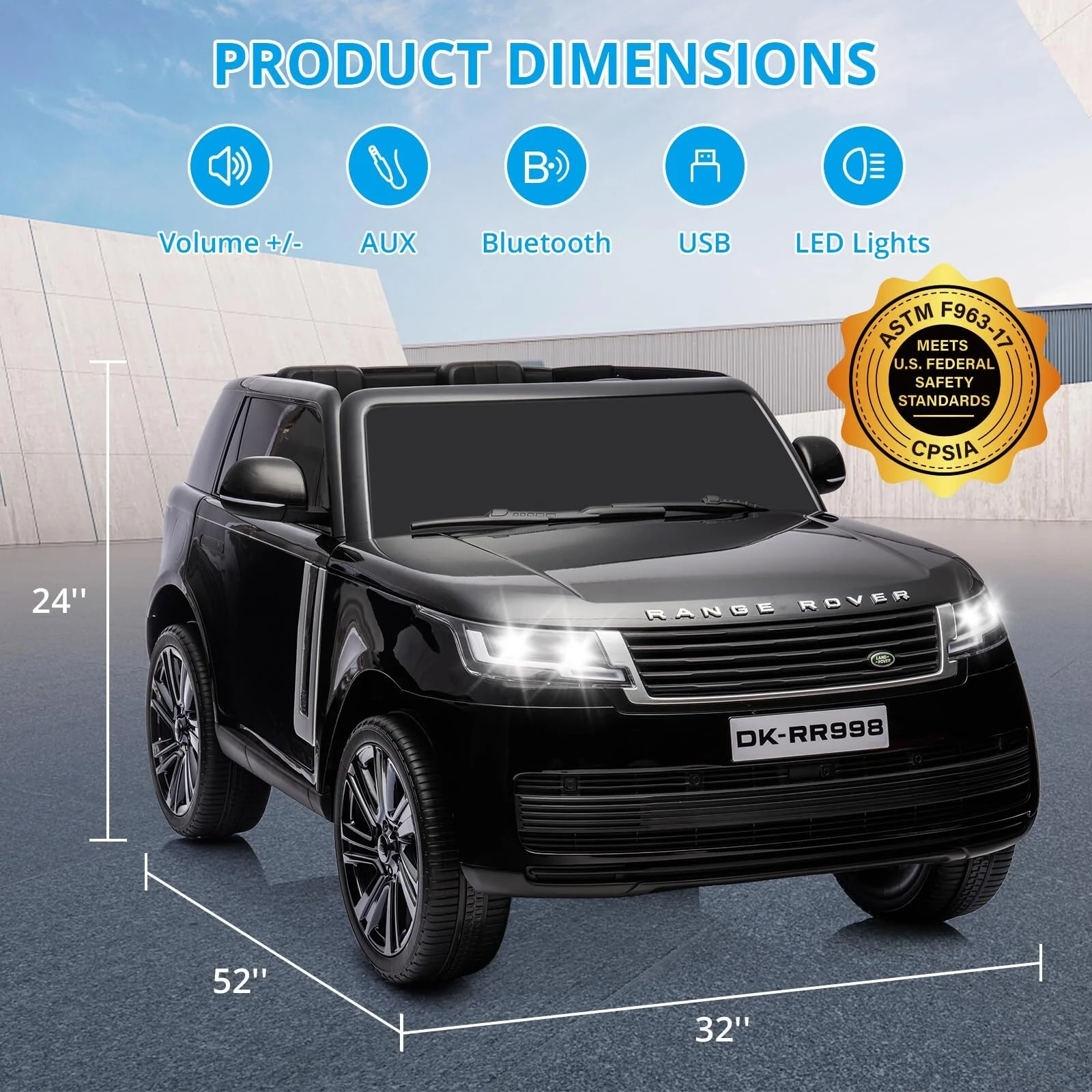 2-Seater 24V Battery-Powered Kids Electric Land Rover Ride-On Truck with Remote - Image 45