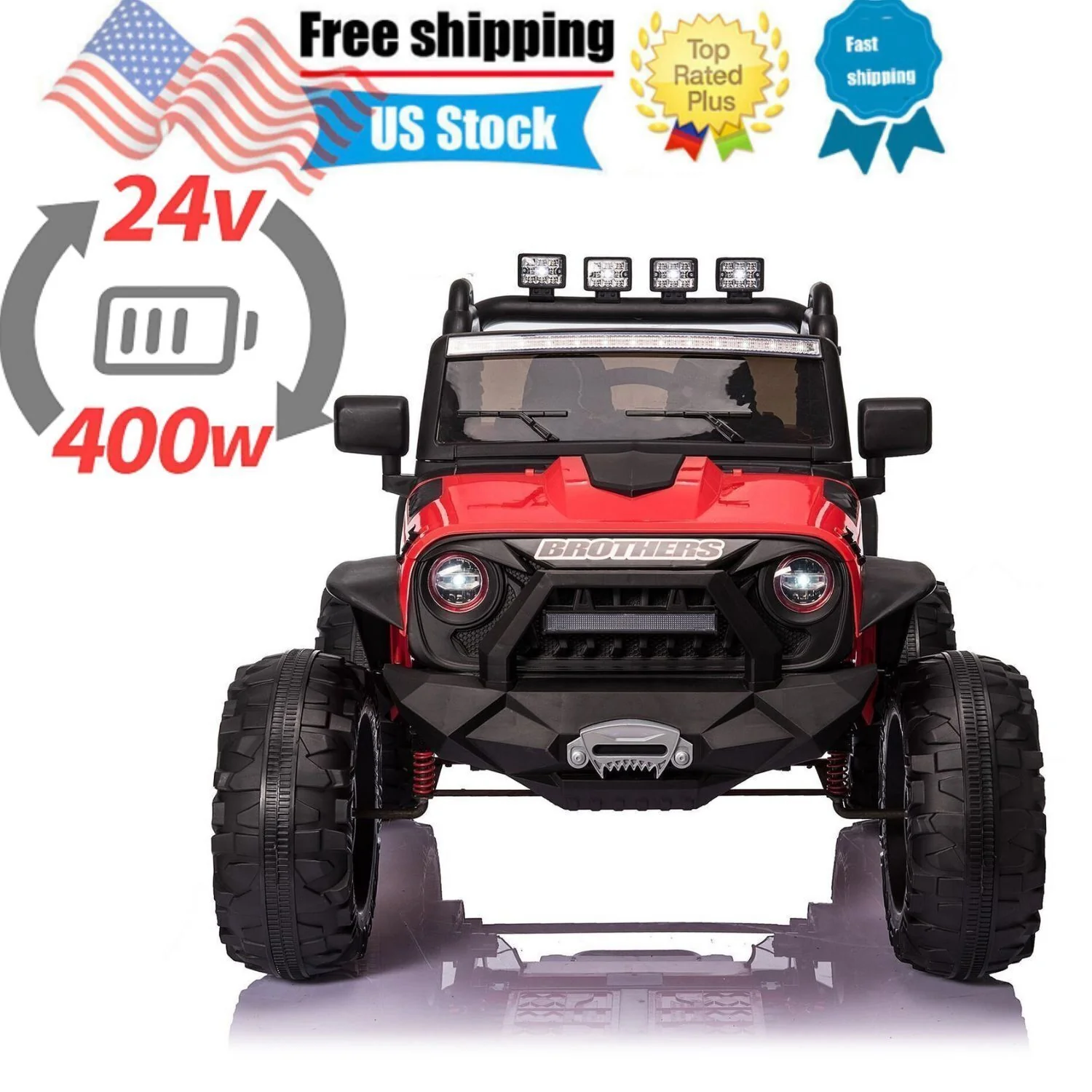2-Seater 24V Ride-On Car with Remote Control and Powerful 200W LED Lights - 3 Speed Options - Image 3