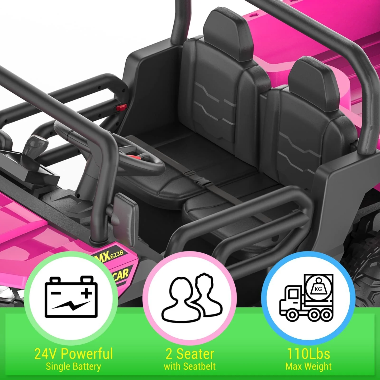 2-Seater 24V Electric Ride-On Dump Truck UTV with Remote Control and Functional Dump Bed - Image 5
