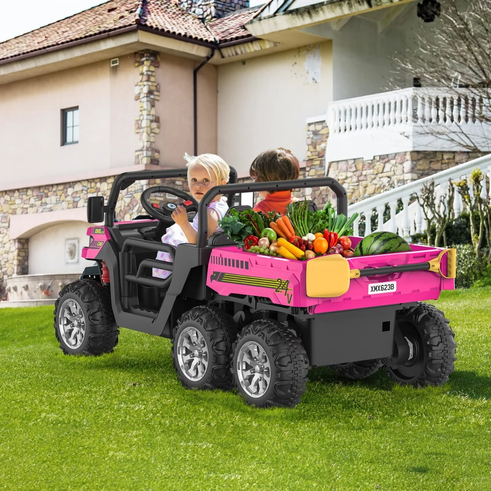 2-Seater 24V Electric Ride-On Dump Truck UTV with Remote Control and Functional Dump Bed - Image 9