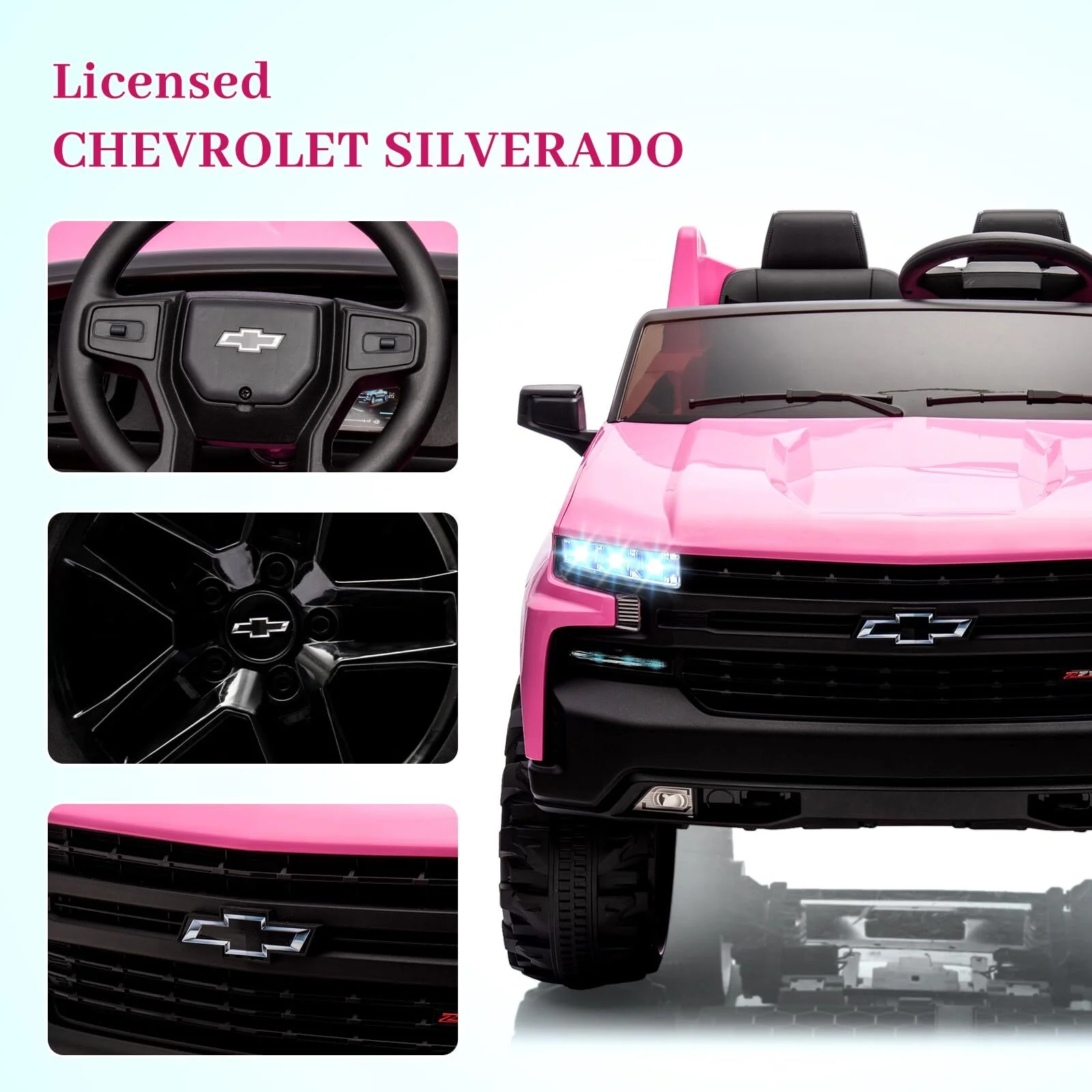 2-Seater 24V Electric Ride-On Truck for Kids Pink - Image 4