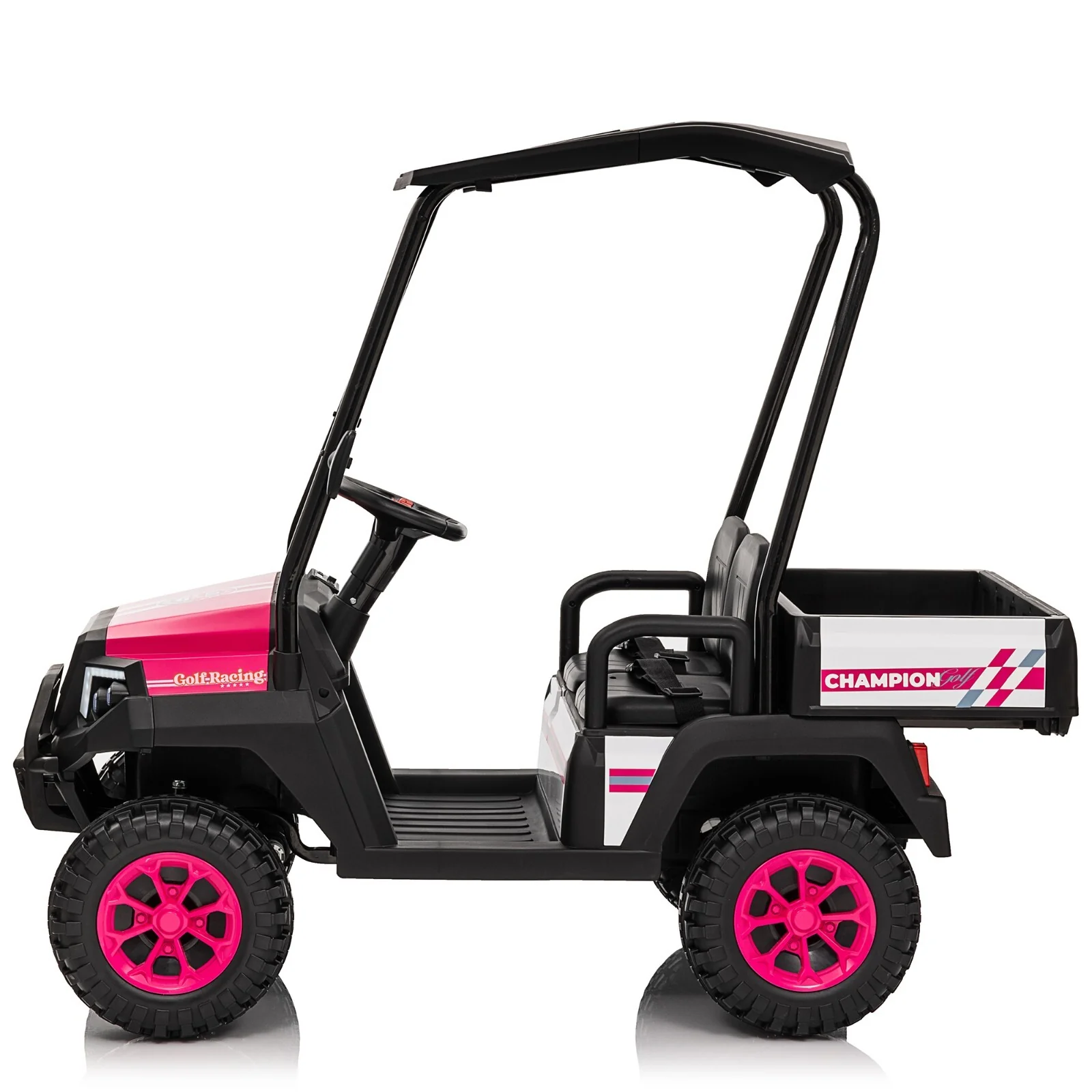 2-Seater 24V Ride-On Golf Cart Truck for Large Kids with Roof, Storage Trunk, and Remote Control - Image 24