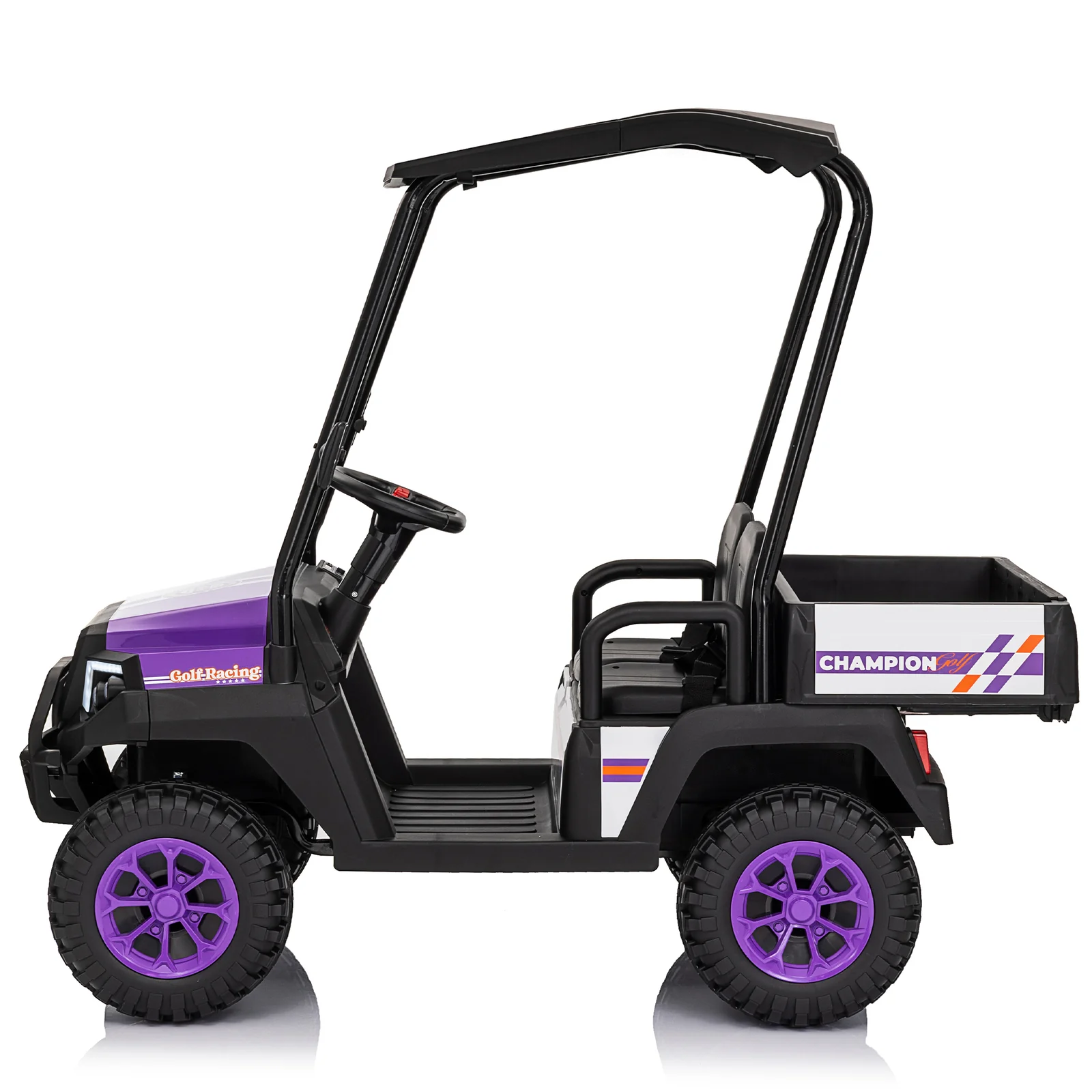 2-Seater 24V Ride-On Golf Cart Truck for Large Kids with Roof, Storage Trunk, and Remote Control - Image 6