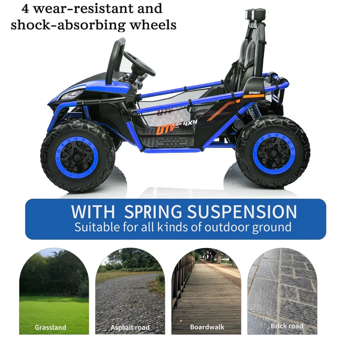 2-Seater 24V Ride-On UTV ATV Car with 12V Battery, Remote Control, and LED Lights - Image 2