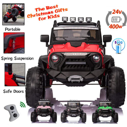 2-Seater 400W Electric Kids Ride-On Truck with Parent Remote Control - 24V - Image 2