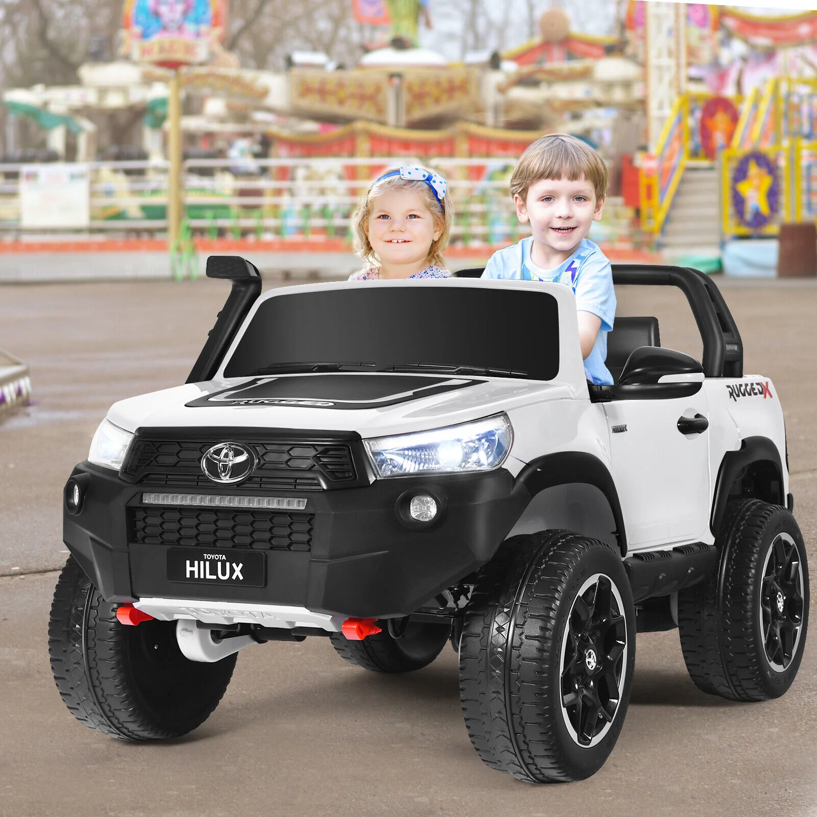 2-Seater 4WD Toyota Hilux Ride On Truck with Remote Control - Licensed, 12V, White - Image 4