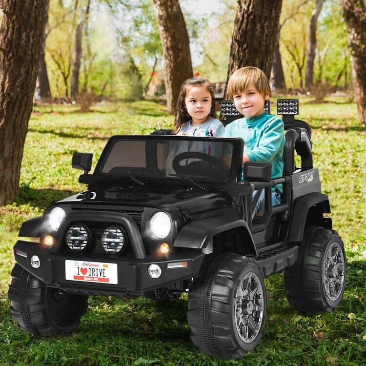 2-Seater Black Electric Ride-On Car for Kids with Remote Control - 12V Toy Truck - Image 4