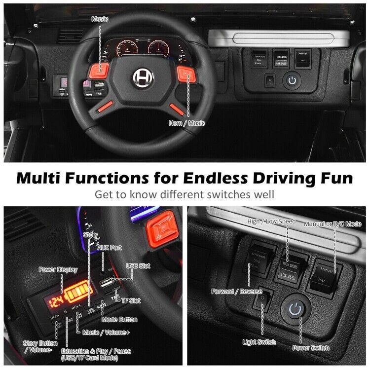 2-Seater Black Electric Ride-On Car for Kids with Remote Control - 12V Toy Truck - Image 9