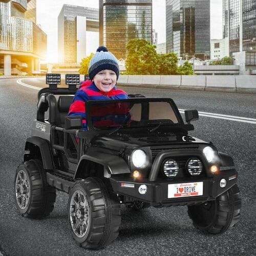 2-Seater Black Ride-On Truck with Remote Control and Storage Room - 12V - Image 3