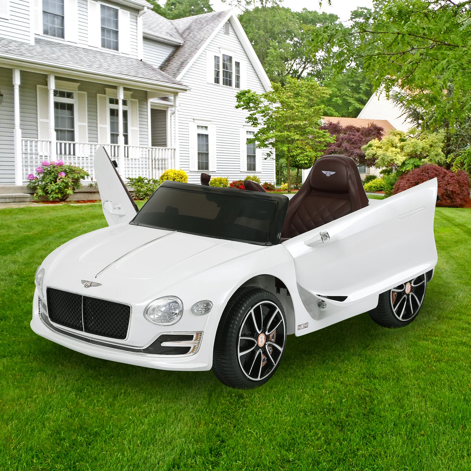 2-Seater 12V Electric Ride-On Car Toy with Remote, LED Lights, MP3 Player, Bentley Style for Kids
