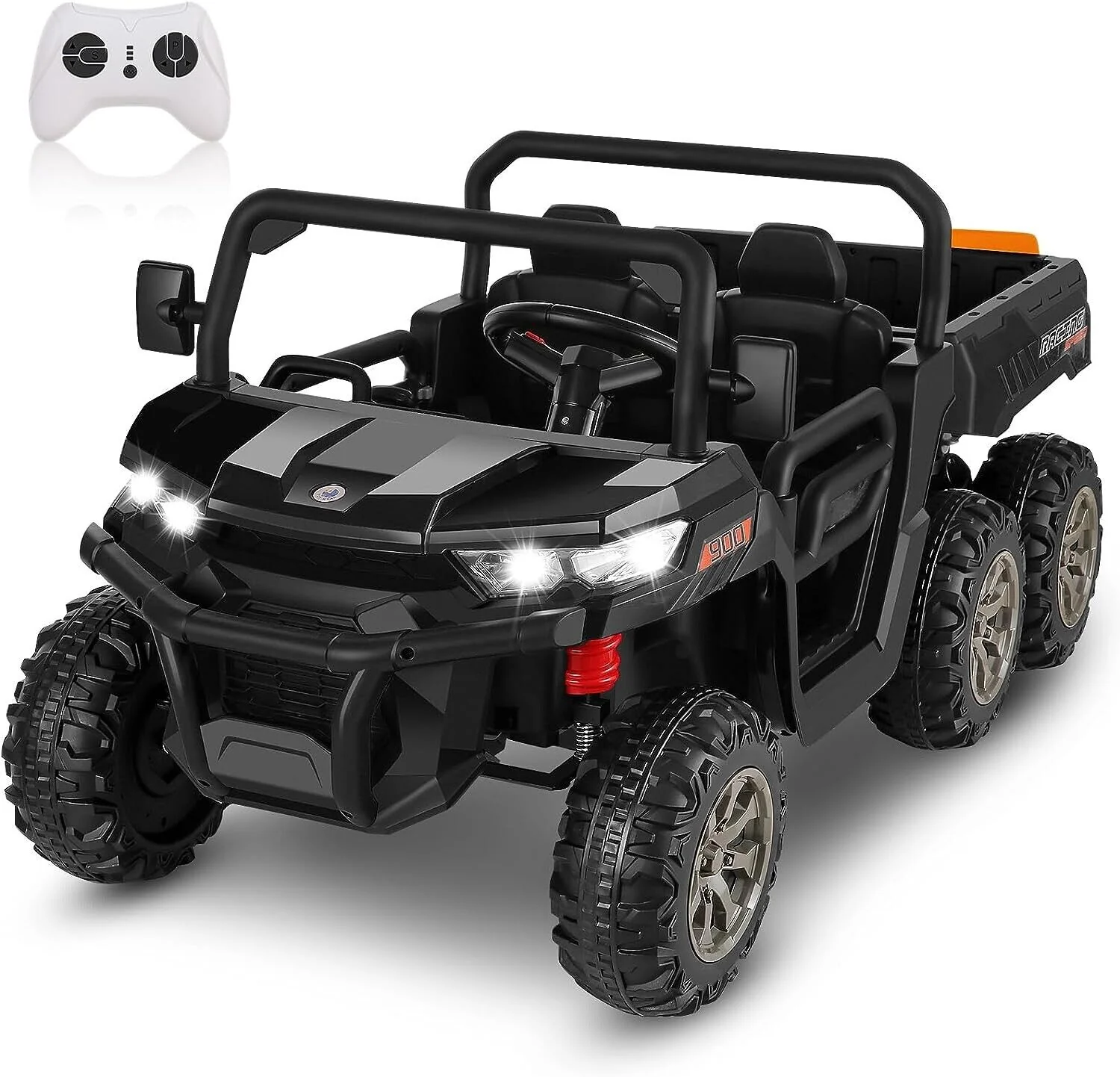 2-Seater Electric Dump Truck Toy with 24V Battery Power and 6 Wheels in Black - Image 2
