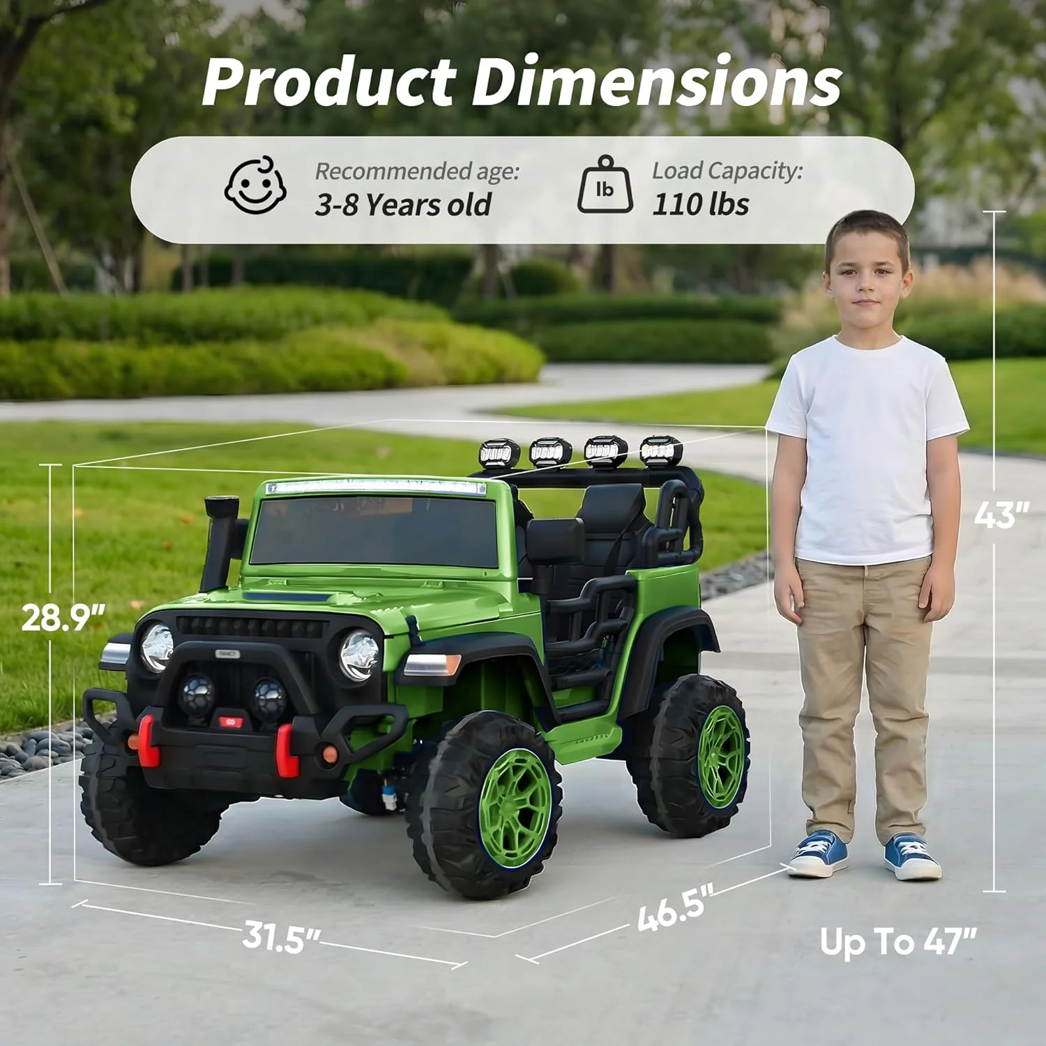 24V 2 Seater Ride On Car Truck for Kids Ages 4-8, 4x4 Electric Ride On with Remote Control & Rubber Tires - Image 20