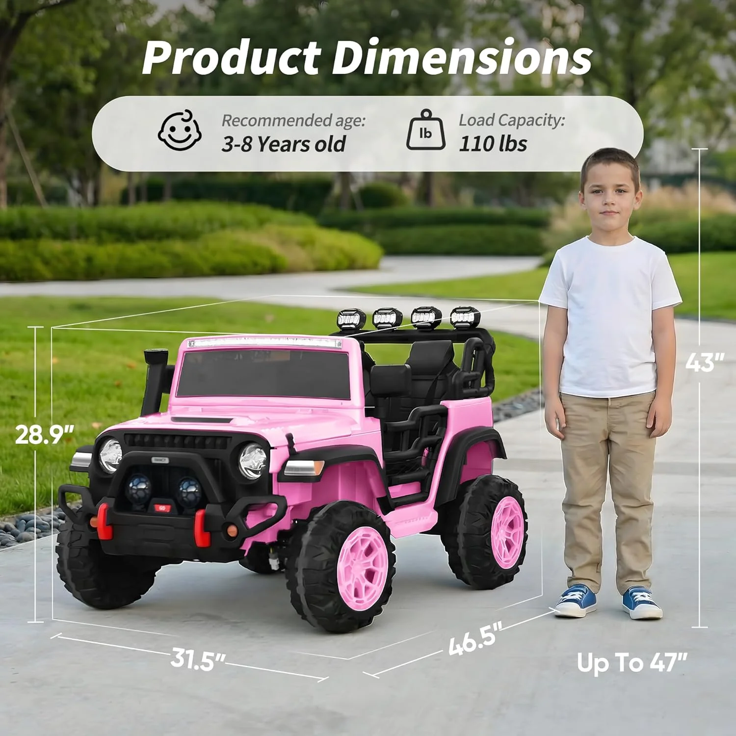 24V 2 Seater Ride On Car Truck for Kids Ages 4-8, 4x4 Electric Ride On with Remote Control & Rubber Tires - Image 9