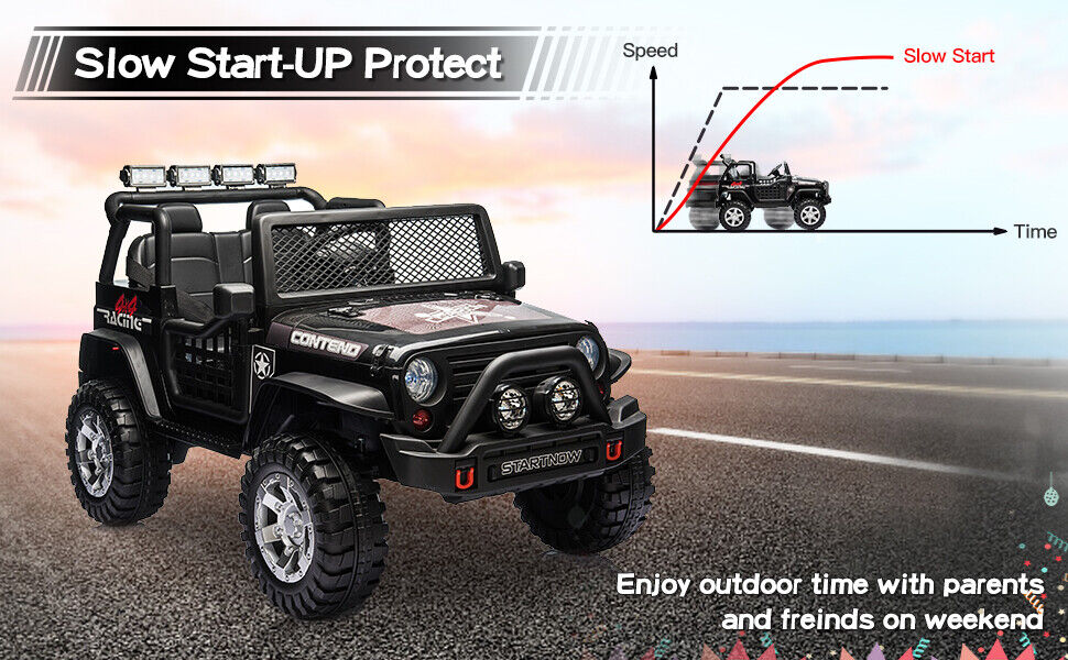 2-Seater Electric Ride On Jeep Toy with USB, Bluetooth, and Remote Control for Kids (12V) - Image 8