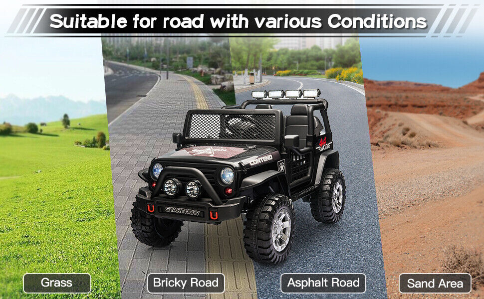 2-Seater Electric Ride On Jeep Toy with USB, Bluetooth, and Remote Control for Kids (12V) - Image 9
