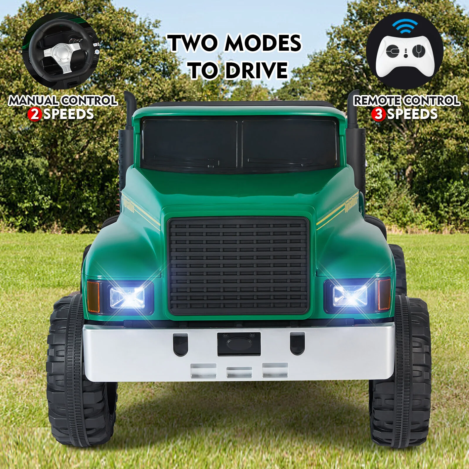 2-Seater Electric Ride-On Tractor with Dump Bed and 3-Speed RC - 24V Battery Powered Toy Car - Image 5
