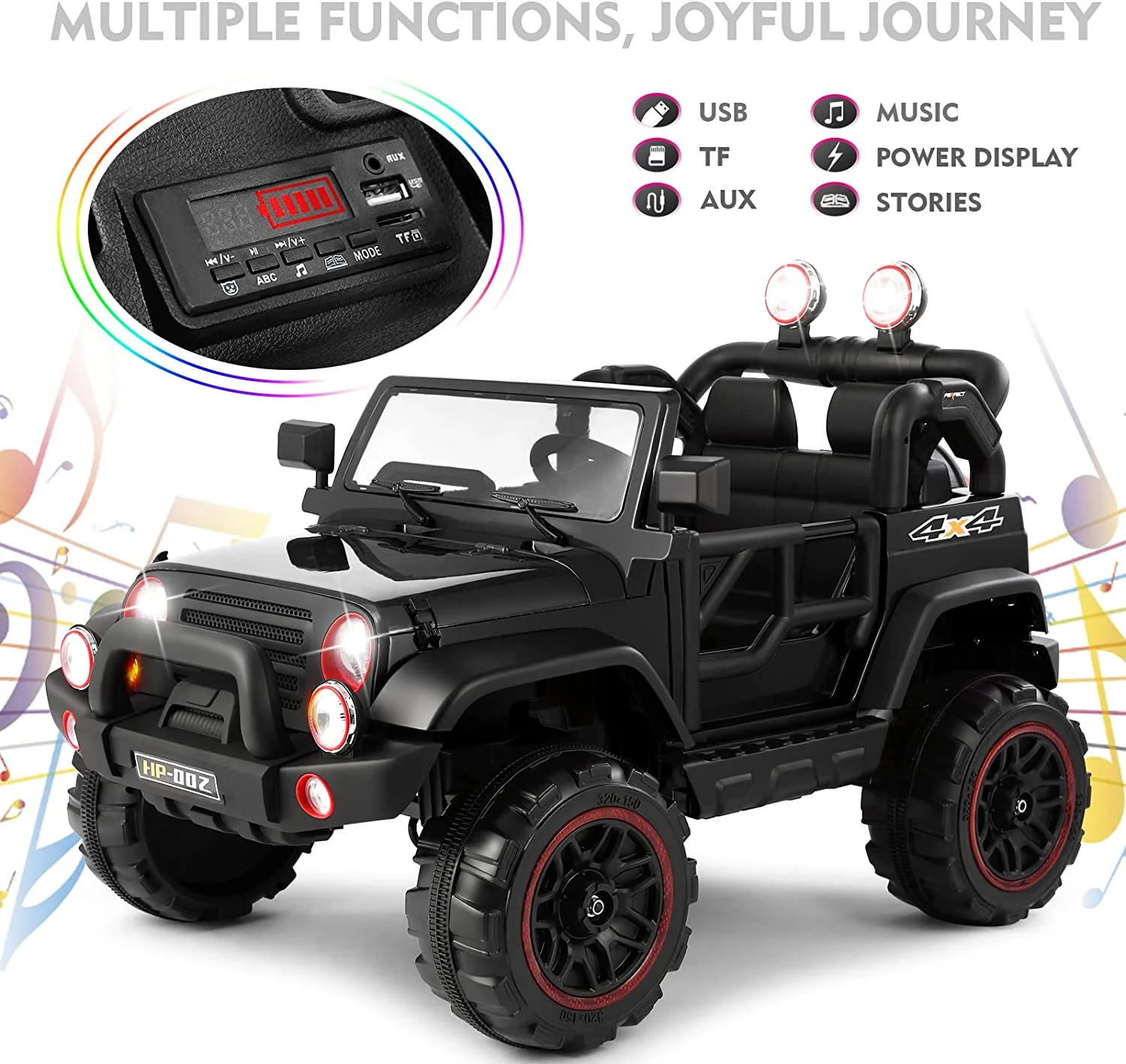 2 Seater Electric Ride-on Truck with Car Cover and Parental Remote Control - 12V Kids Vehicle - Image 6