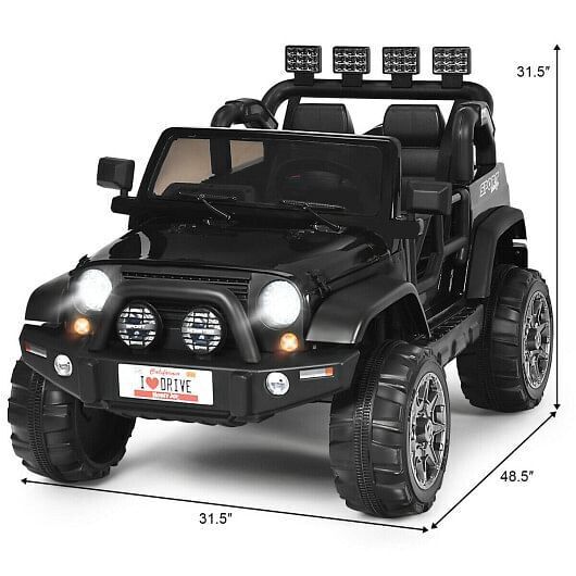 2-Seater Electric Ride-On Truck with Remote Control and Storage - Black - Image 5
