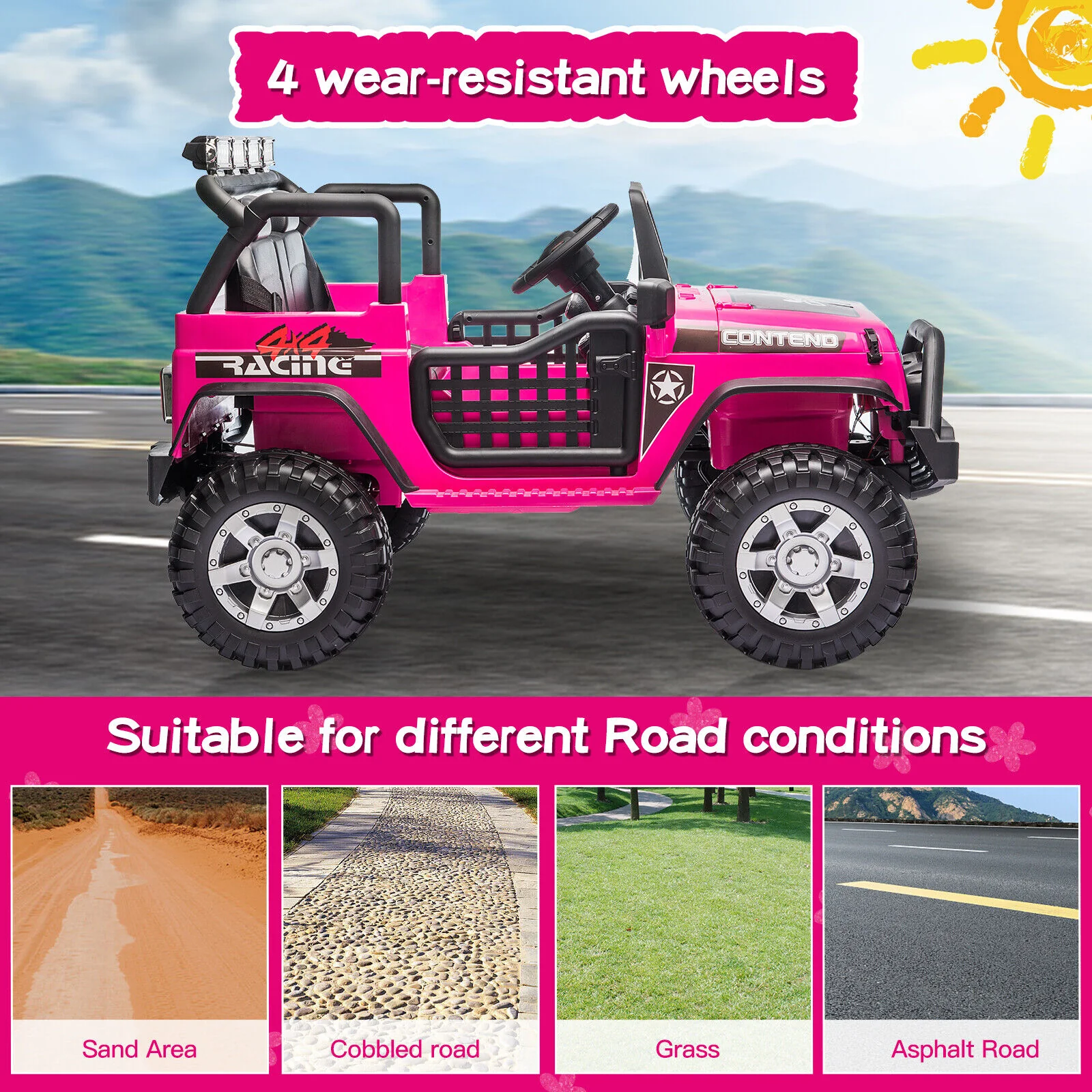 2-Seater Electric Toy Jeep for Kids with Remote Control, USB and Bluetooth Connectivity - Image 4