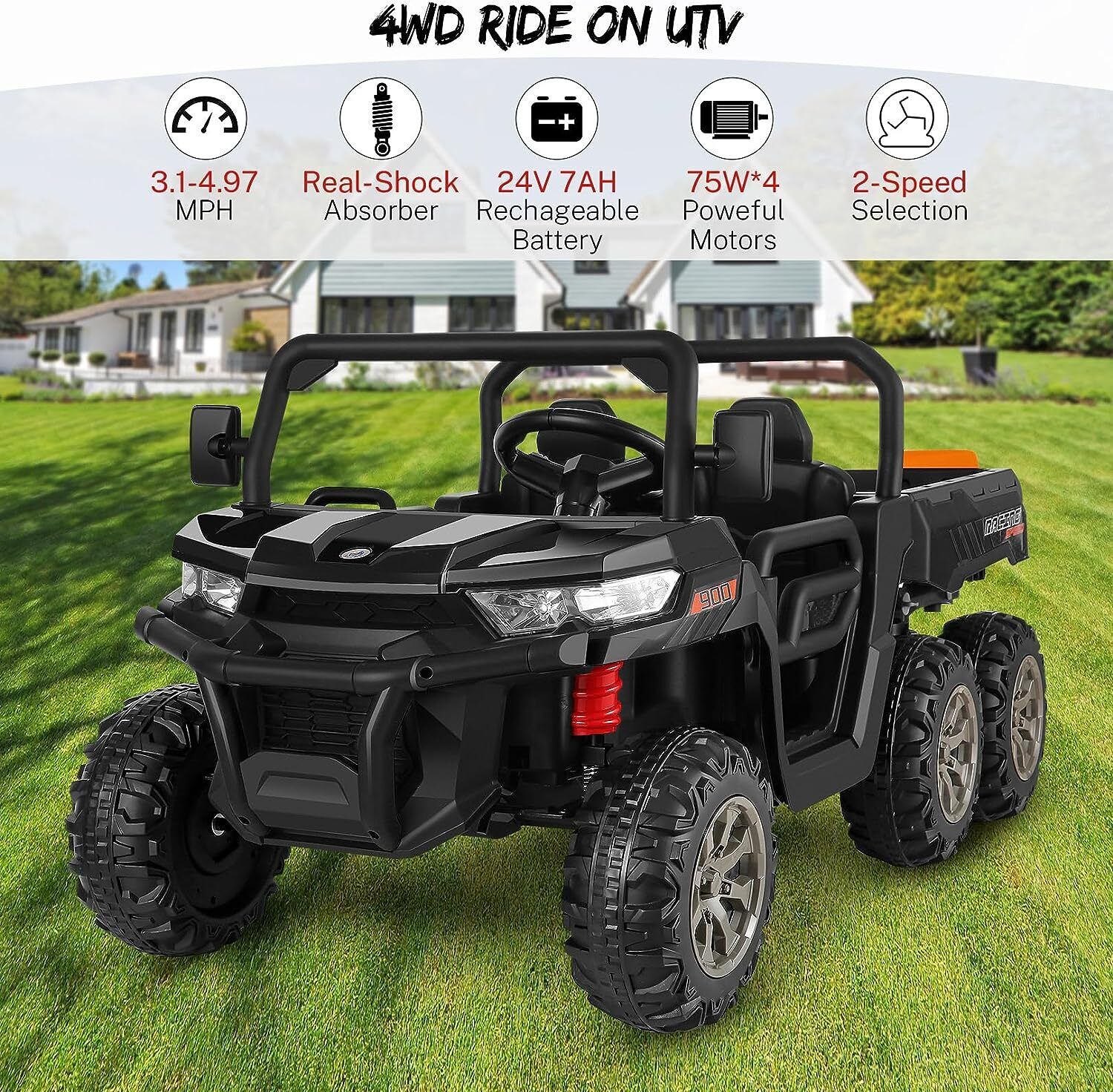 2-Seater Electric Truck Tractor with Dump Bed and Remote Control - 24V - Image 39