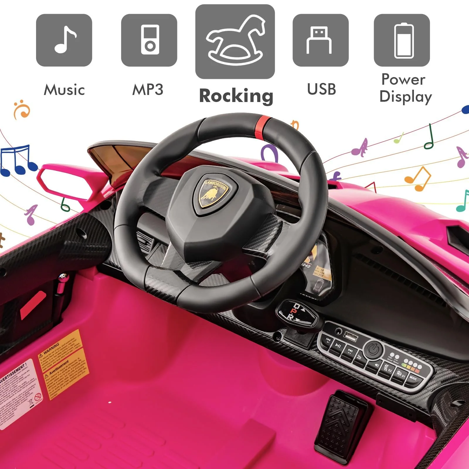 12V 4WD Licensed Lamborghini Veneno Electric Ride-On Car for Kids, 2-Seater - Image 5