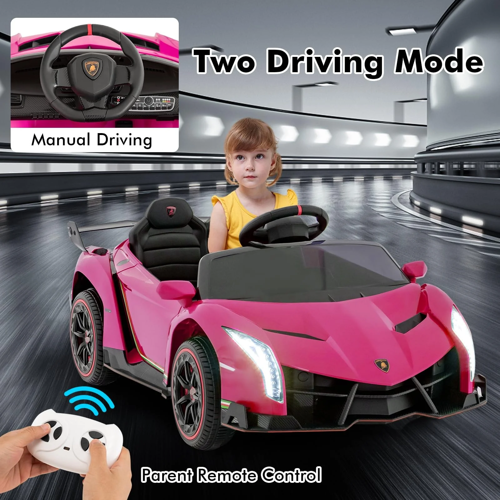 12V 4WD Licensed Lamborghini Veneno Electric Ride-On Car for Kids, 2-Seater - Image 6