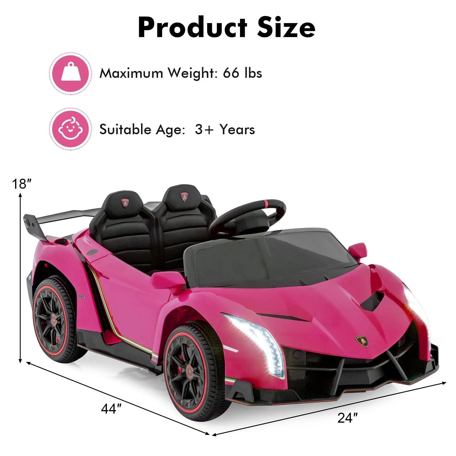 12V 4WD Licensed Lamborghini Veneno Electric Ride-On Car for Kids, 2-Seater - Image 7
