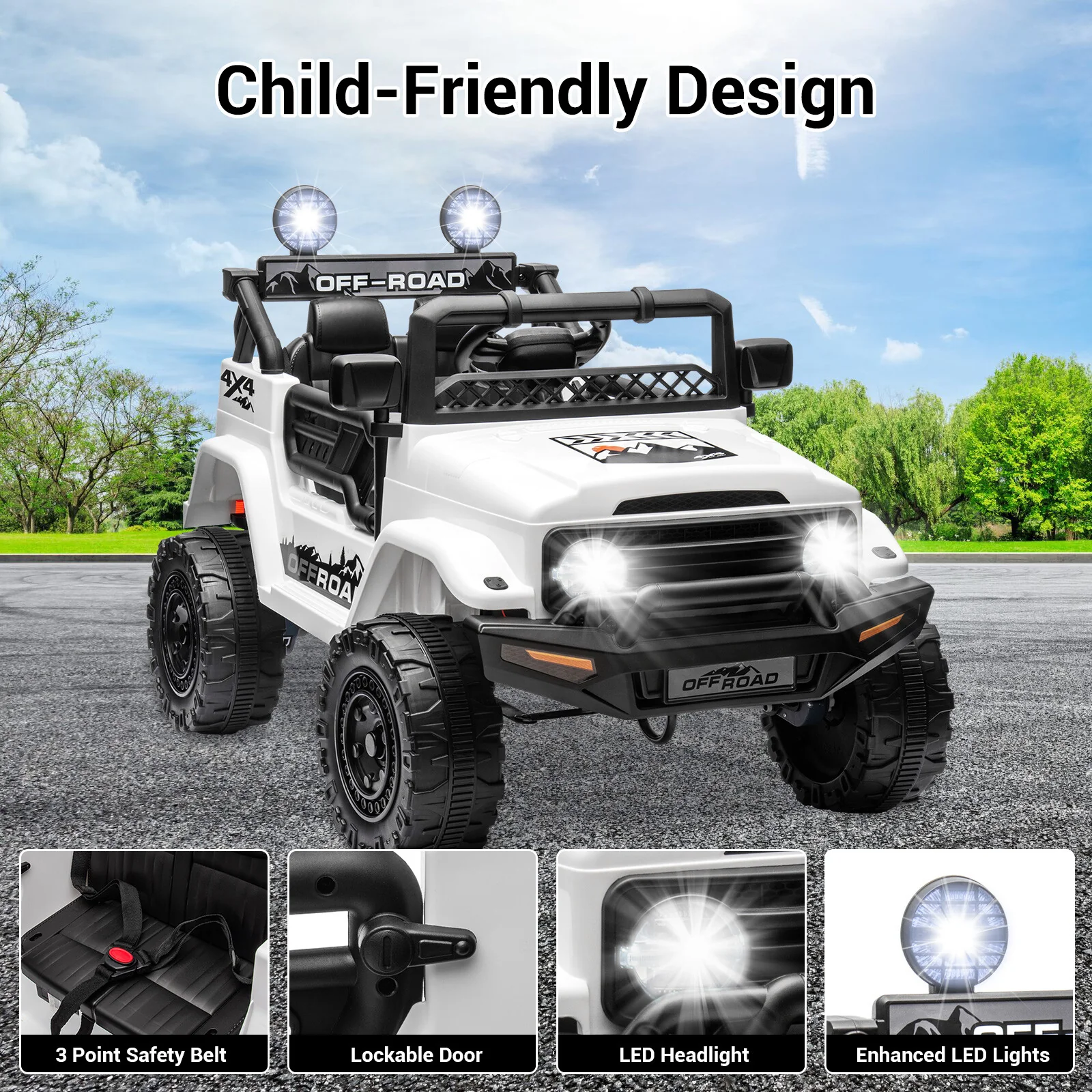 12V Battery-Powered Electric Ride-On Jeep Car for Kids with Remote Control, 2-Seater - Image 3