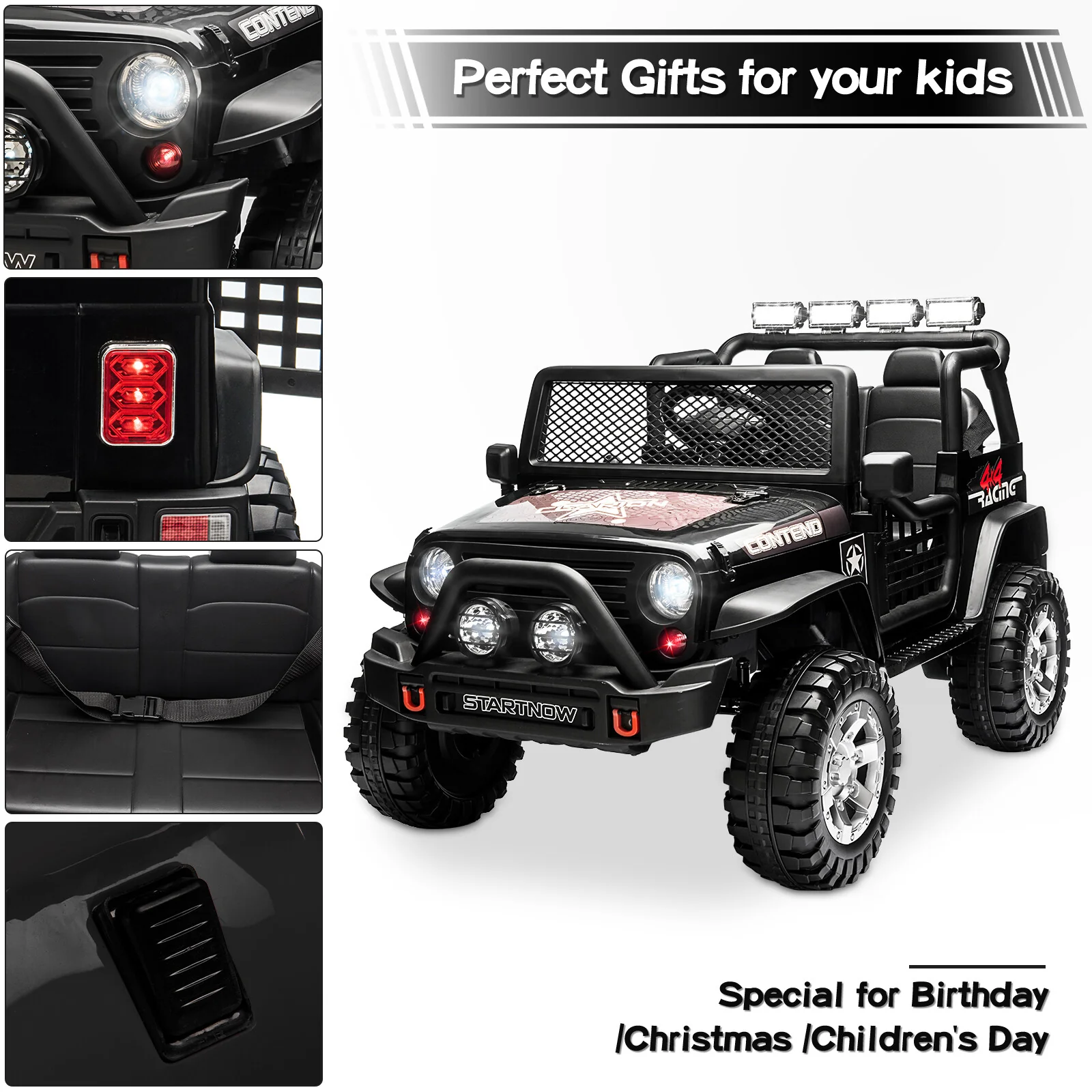 12V Electric 2-Seater Kids Ride-On Jeep Truck with Remote Control - Image 3