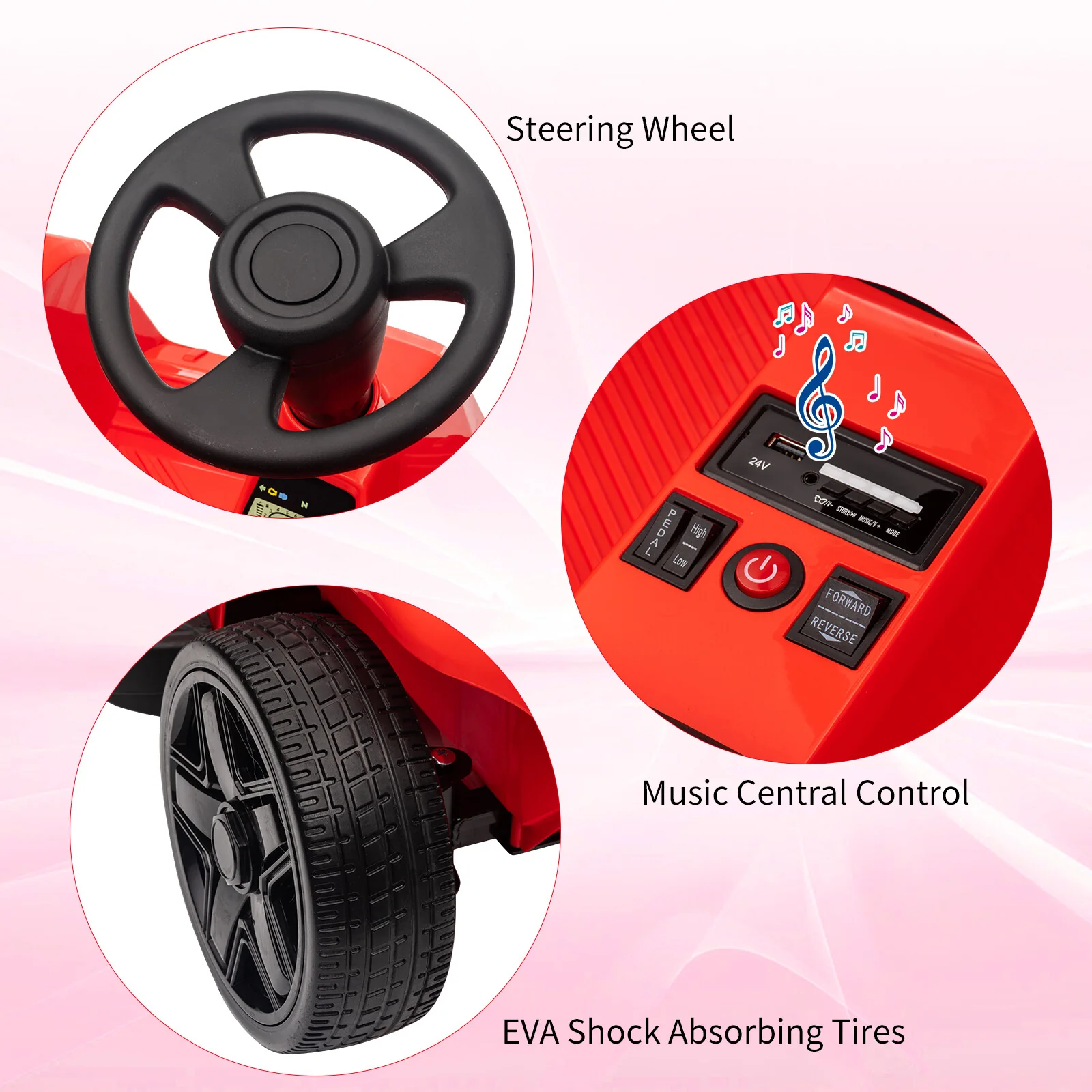 2-Seater 24V Electric Ride-On Car Toy with Remote Control for Kids - Image 3