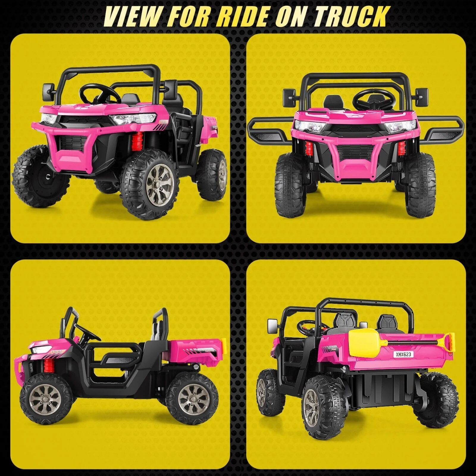 2-Seater Kids 24V Electric 4WD Ride-On Dump Truck with Dump Bed - Image 7
