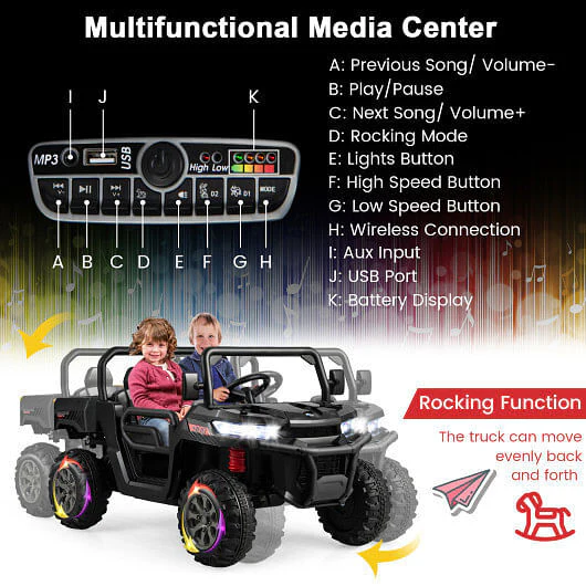 2-Seater Kids Ride-On Dump Truck with Functional Dump Bed and Shovel, Black - Image 5