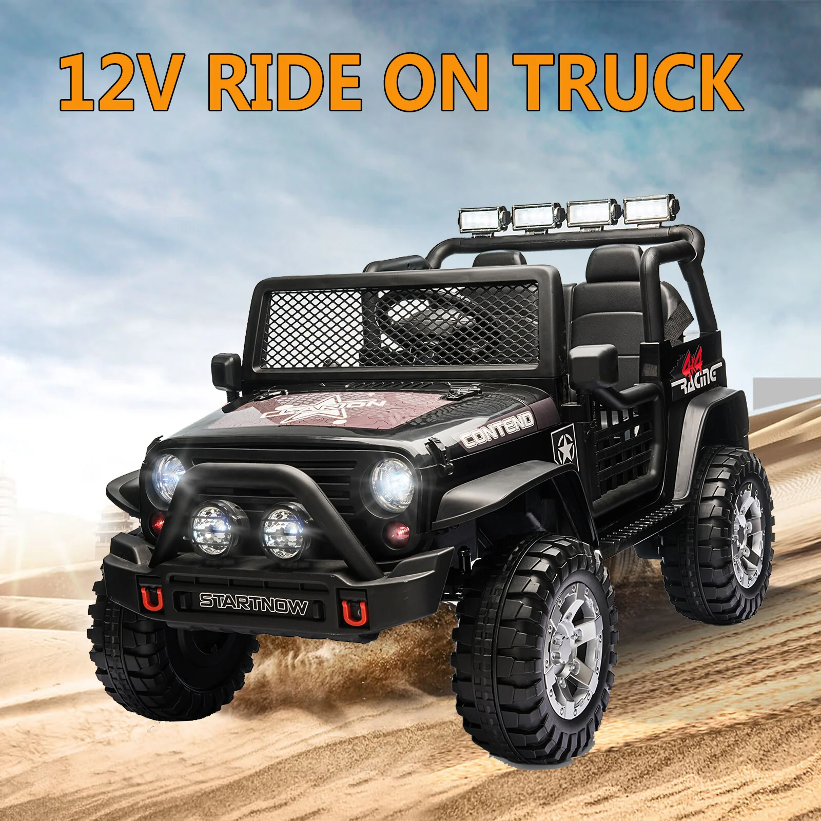 12V Battery-Powered 2-Seater Kids Electric Ride-On Truck Car with Remote Control