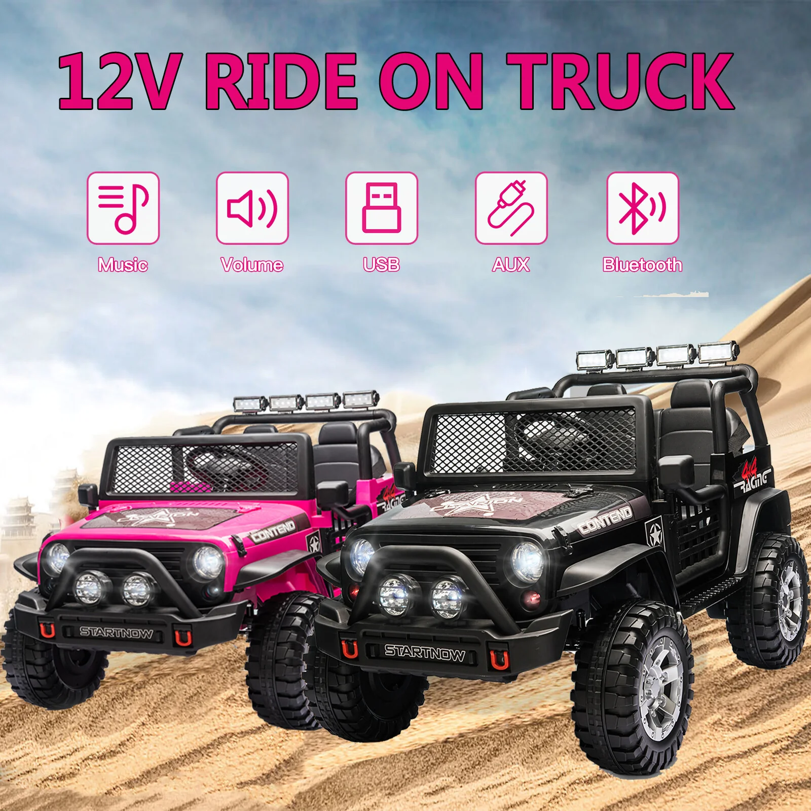 12V Battery-Powered 2-Seater Kids Electric Ride-On Truck Car with Remote Control - Image 15