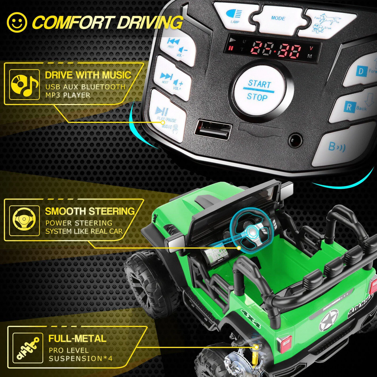 2 Seater Kids Ride On Truck Car with Remote Control - 3 Speeds, 24V Battery, 2*200W Motors - Perfect Gift for Children - Image 46